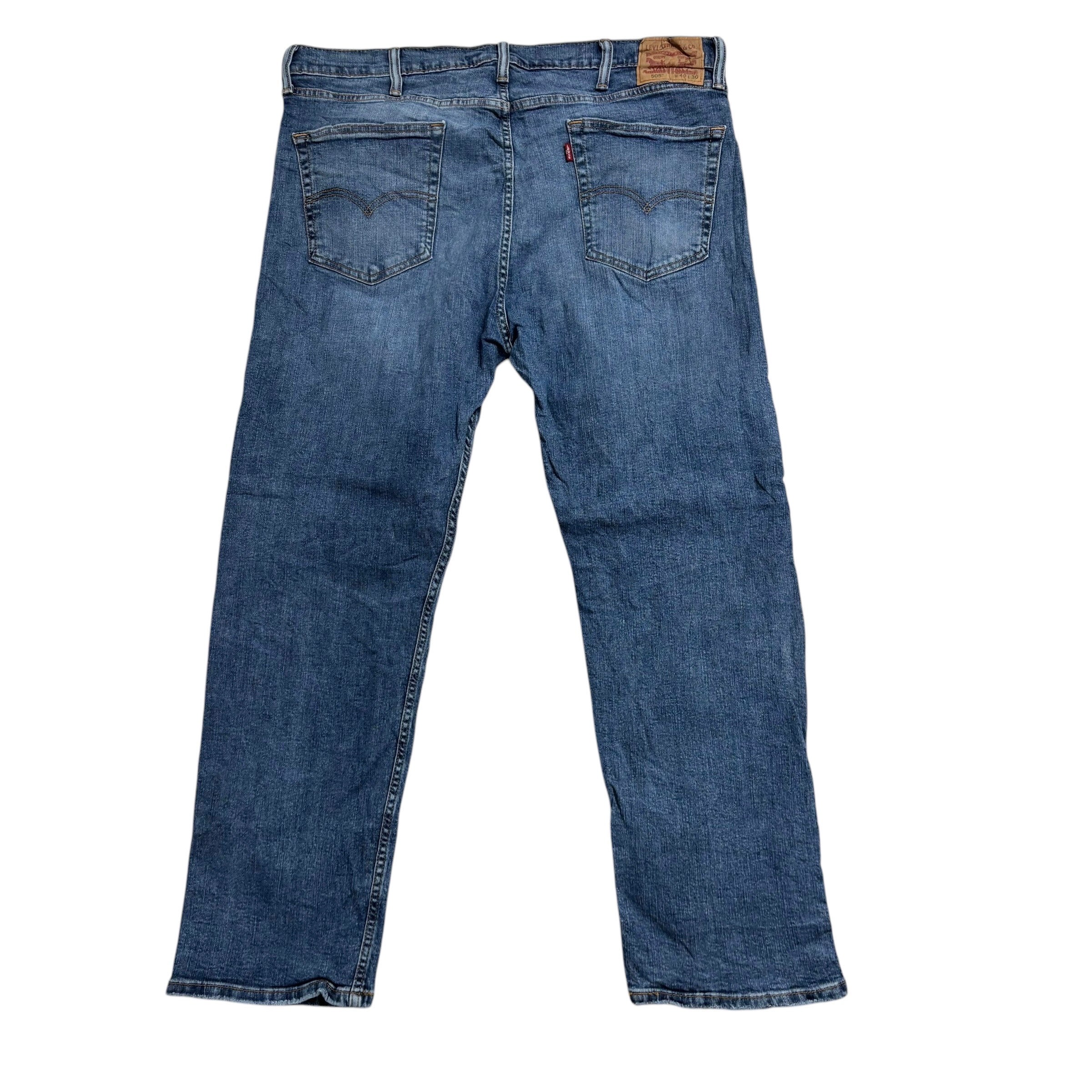 Levis 505 Jeans W40 L30 Mens Mid Blue Regular Straight Fit Stretch Denim (E)