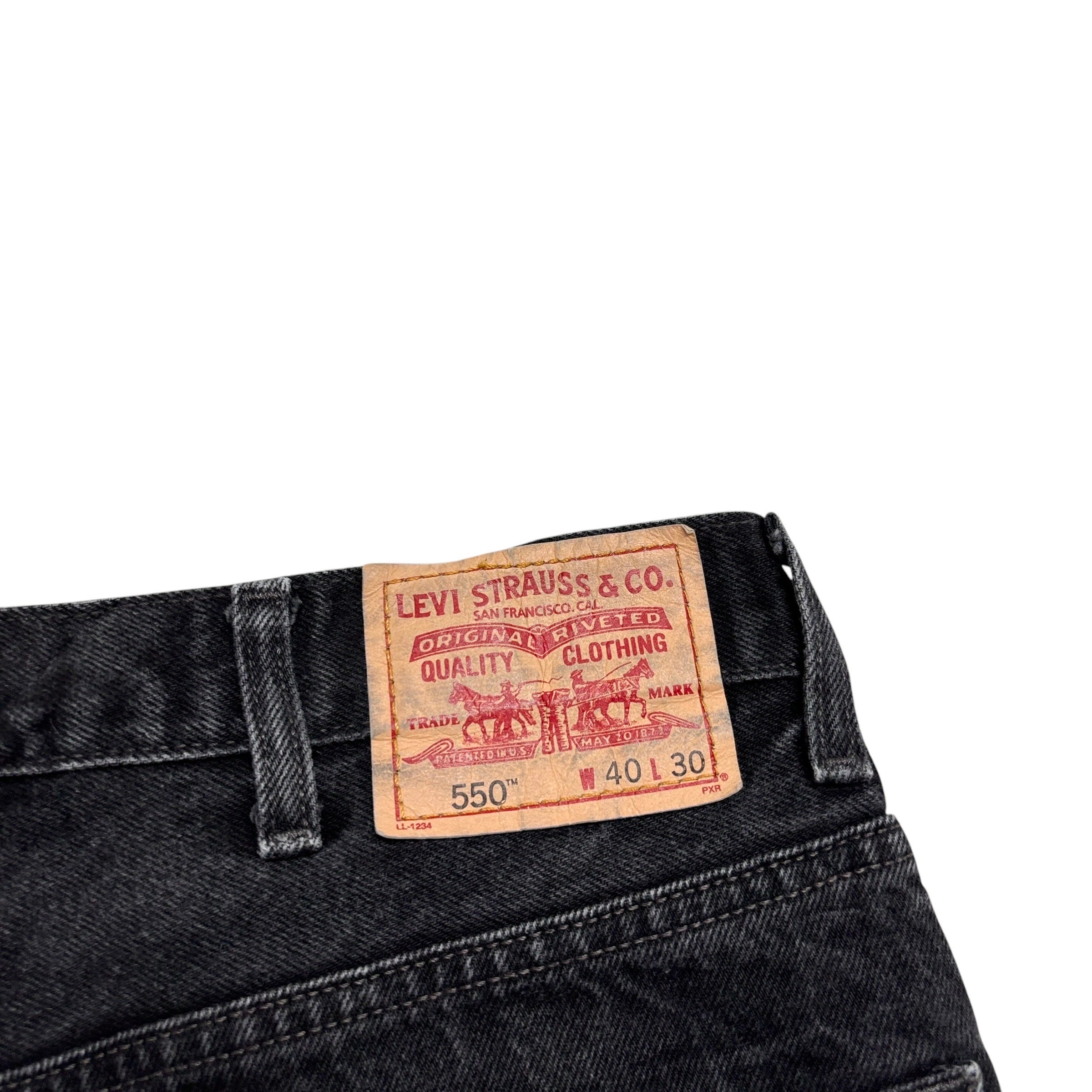 Levis 550 Jeans W40 L29 Mens Black Baggy Relaxed Straight Fit Vintage Denim (E)