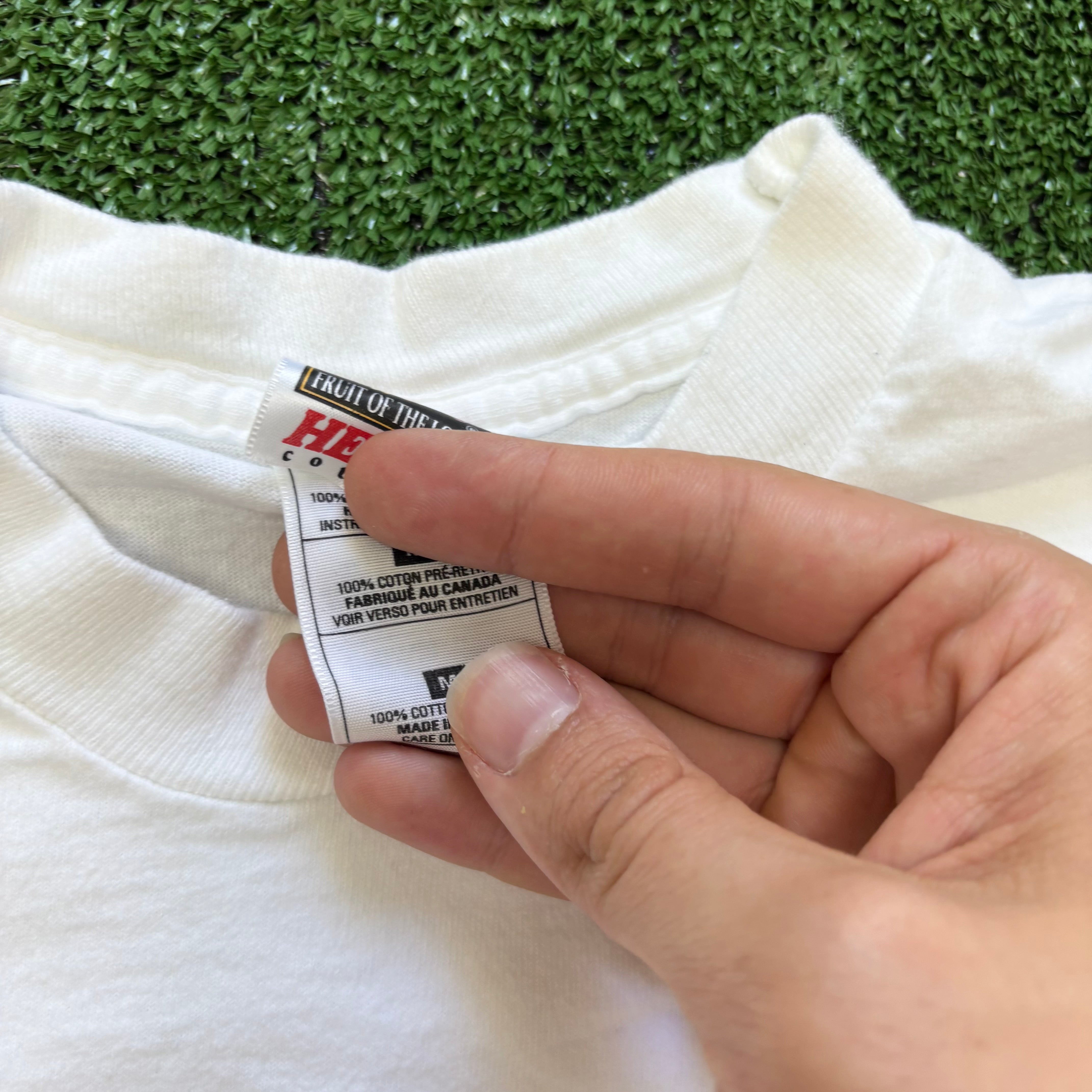 Vintage T Shirt Mens Small White Single Stitch Graphic Print 90s