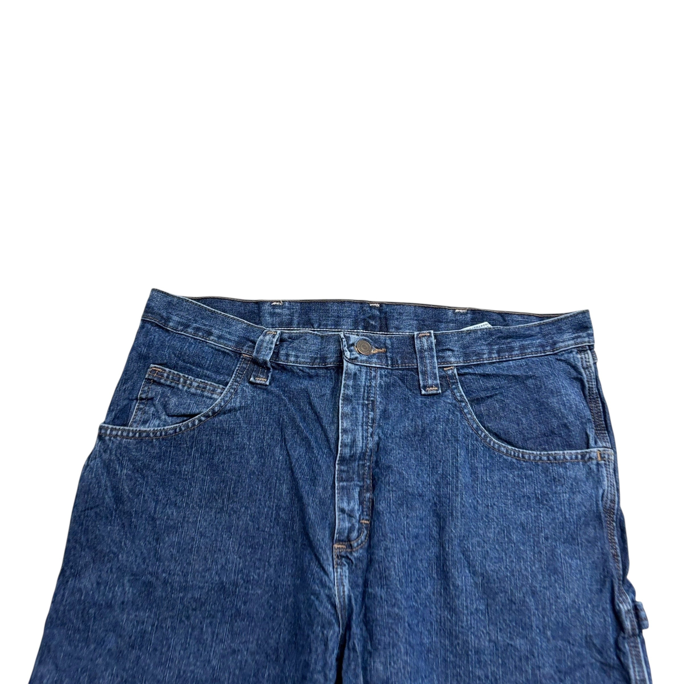 Wrangler Baggy Jorts W36 Mens Dark Blue Carpenter Denim Shorts Relaxed Fit (E)