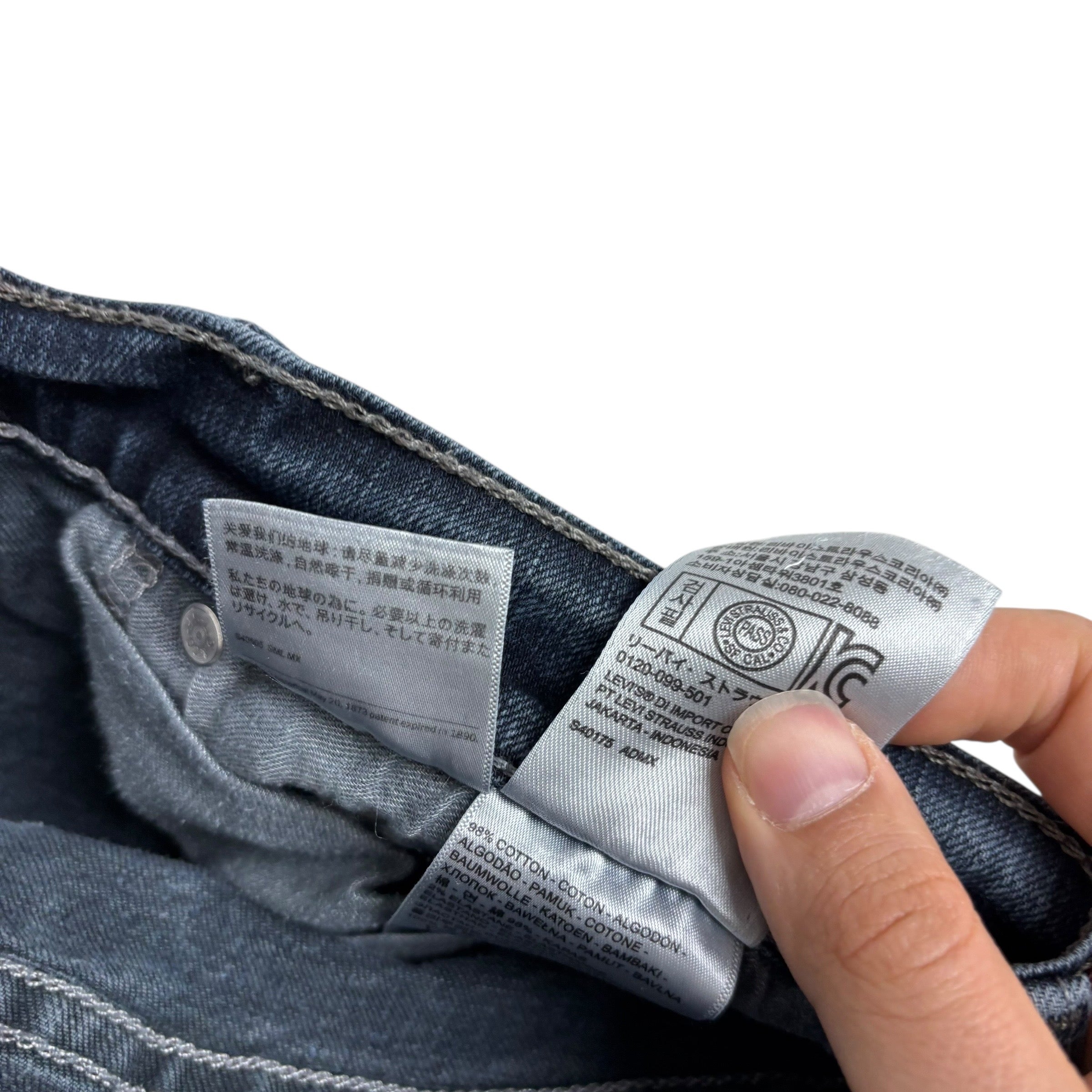 Levis 505 Jeans W32 L30 Mens Navy Blue Regular Straight Fit Stretch Denim (F)