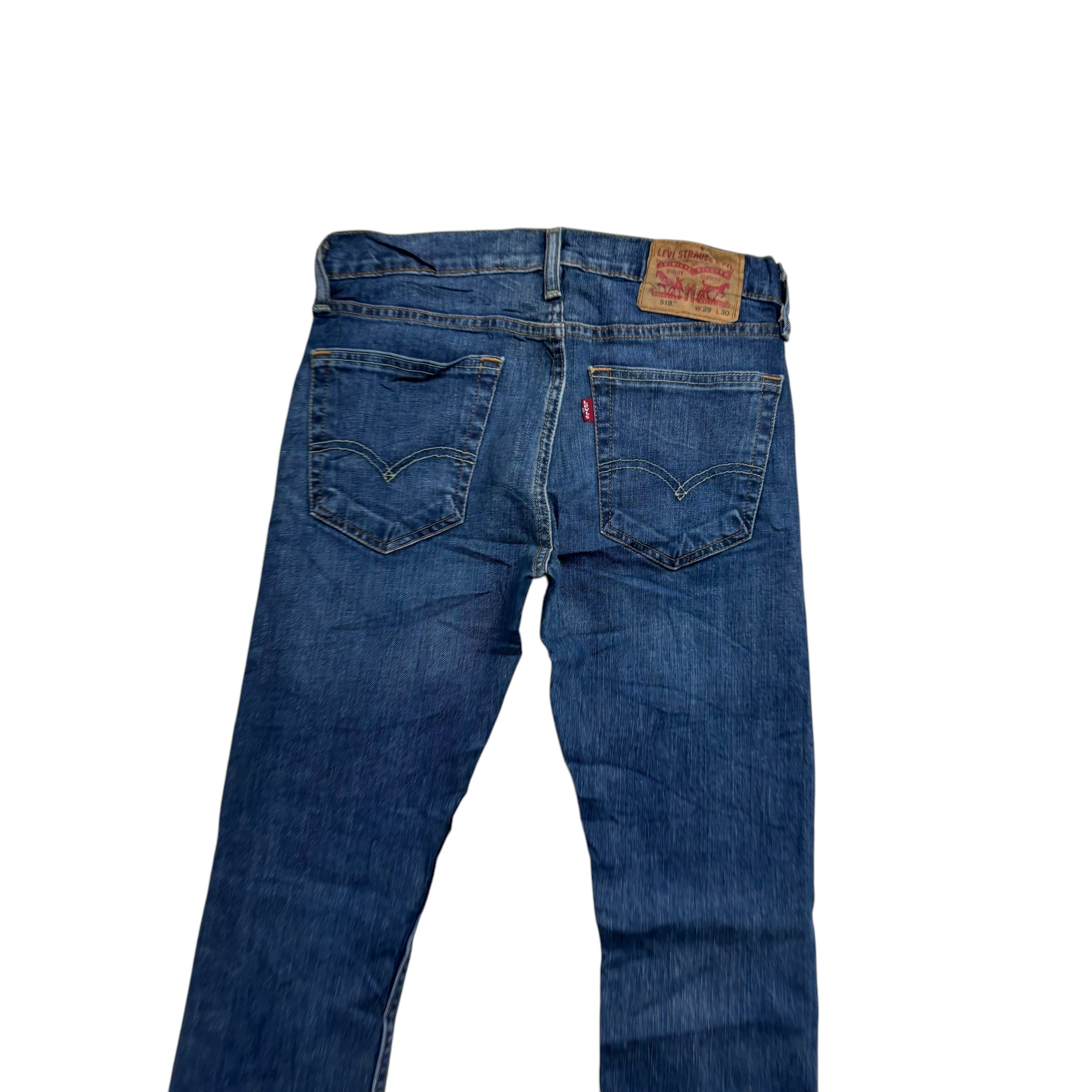 Levis 519 Jeans W29 L30 Mens Mid Blue Super Skinny Fit Stretch Denim (E)