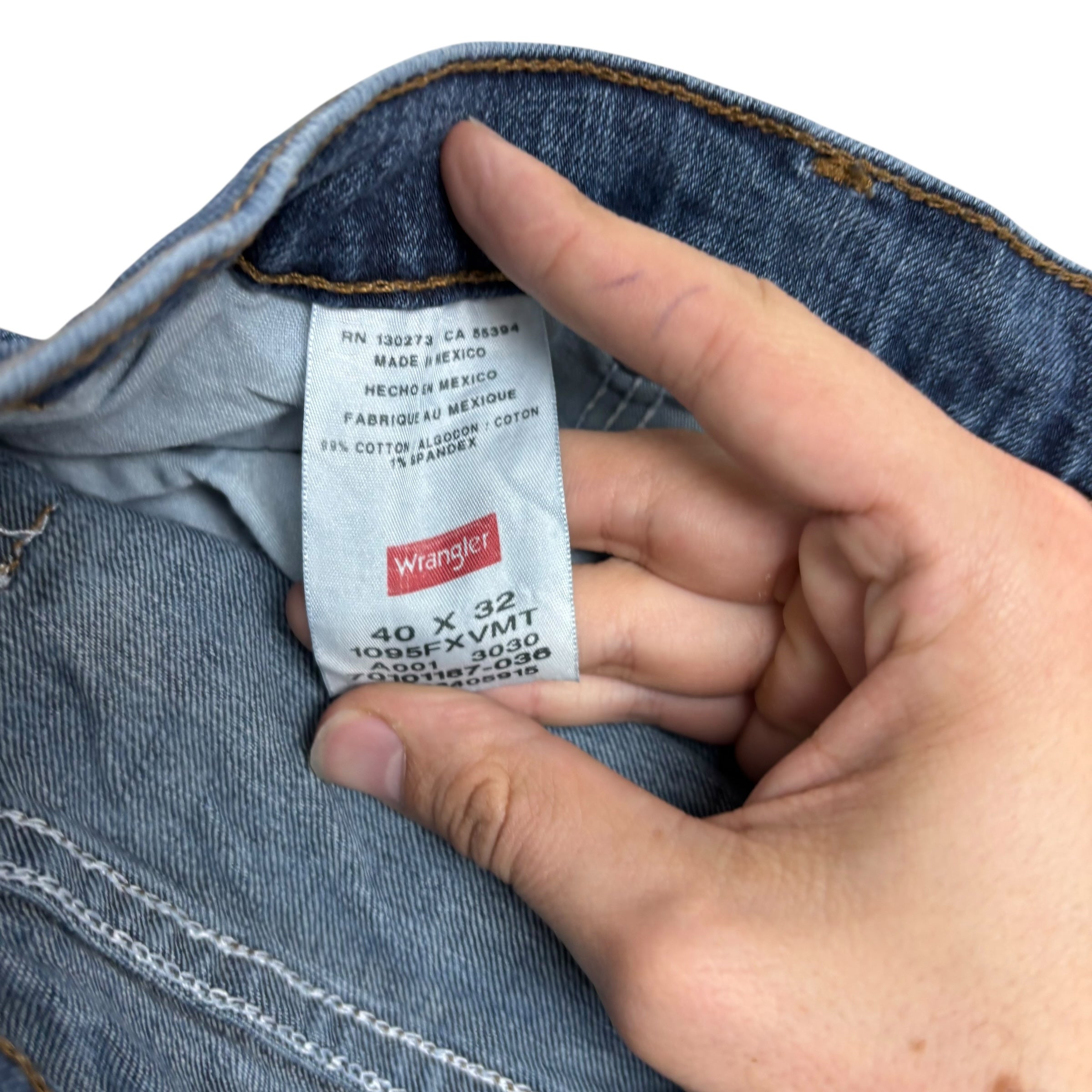 Wrangler Jeans W40 L32 Mens Mid Blue Slim Straight Fit Stretch Denim (E)