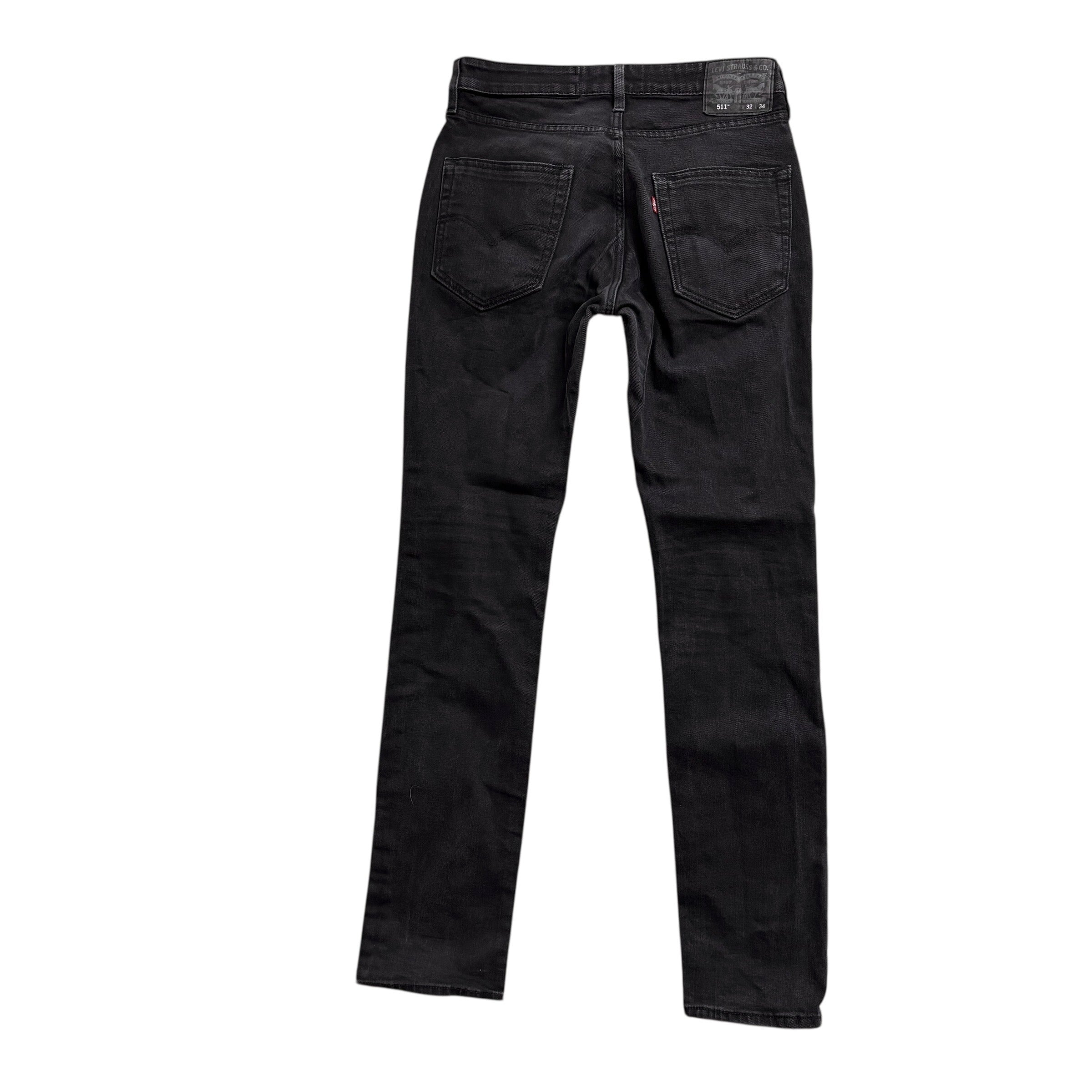 Levis 511 Commuter Jeans W32 L34 Mens Black Slim Fit Stretch Denim