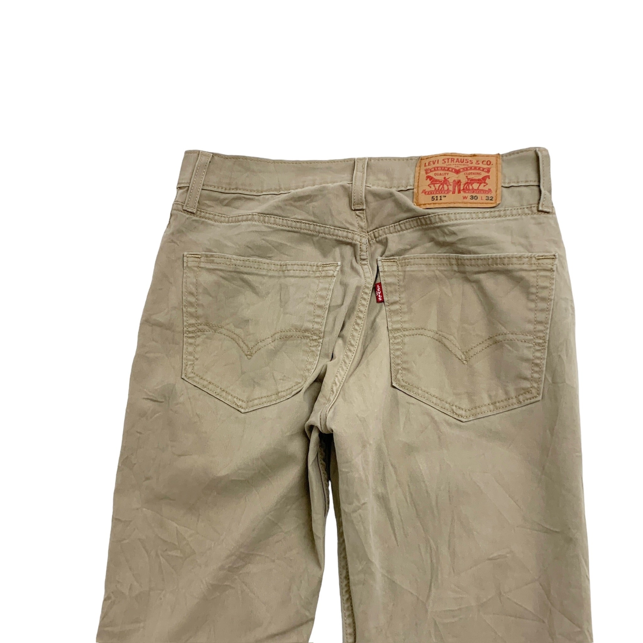 Levis 511 Trousers W30 L32 Mens Beige Tan Slim Fit Stretch Cotton Pants