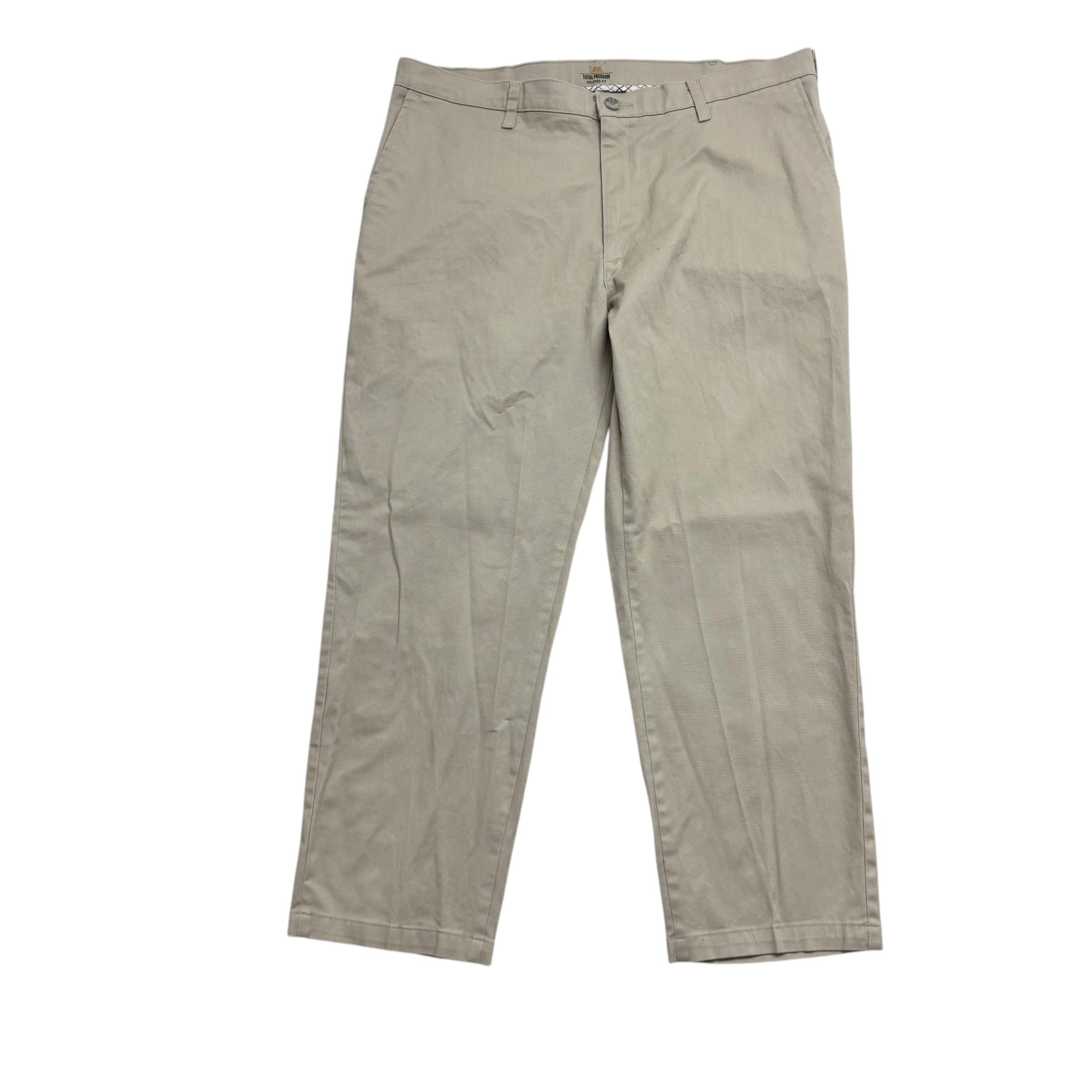 Lee Trousers W40 L29 Mens Beige Cream Relaxed Fit Total Freedom Pants (E)