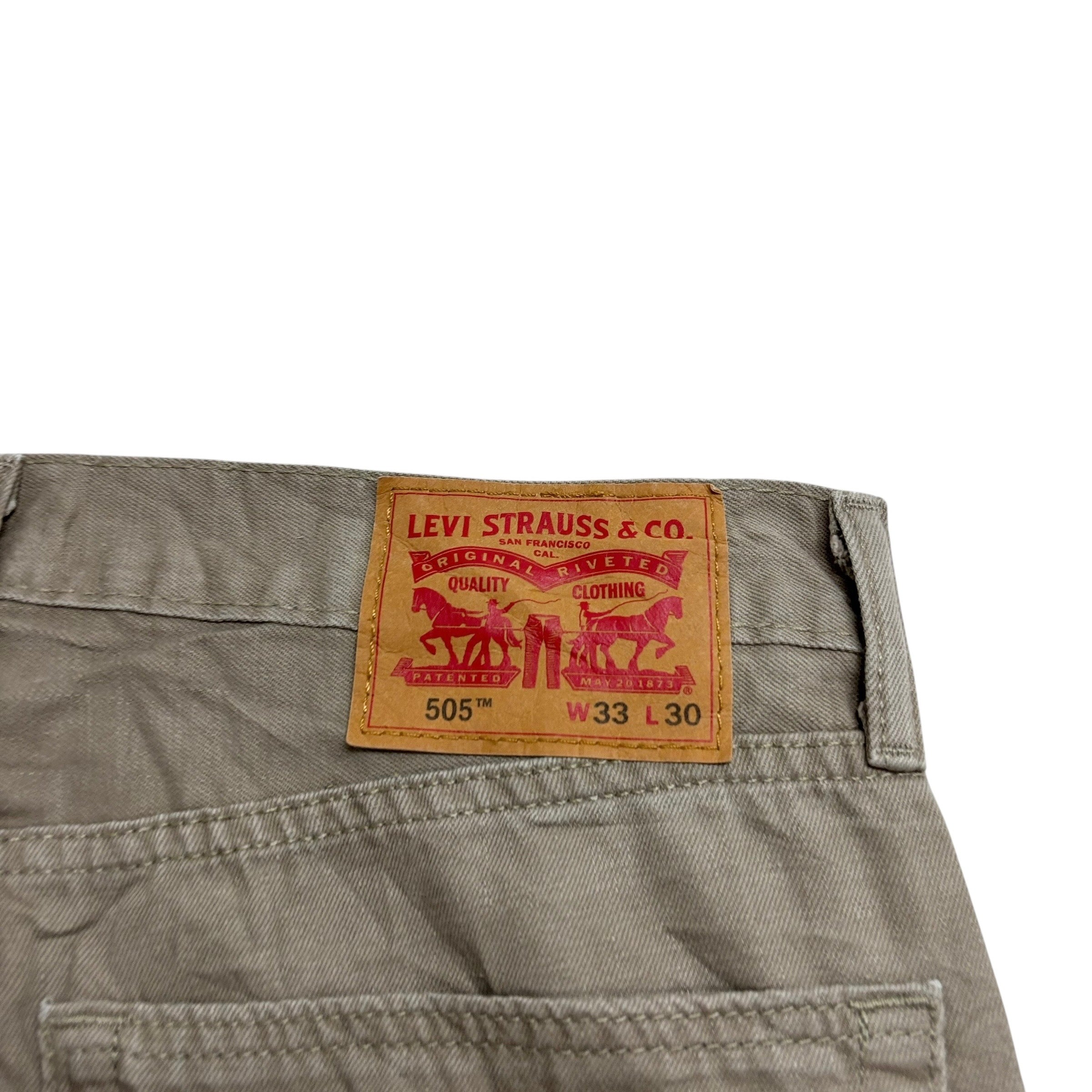 Levis 505 Trousers W33 L30 Mens Beige Regular Straight Fit Cotton Pants (E)