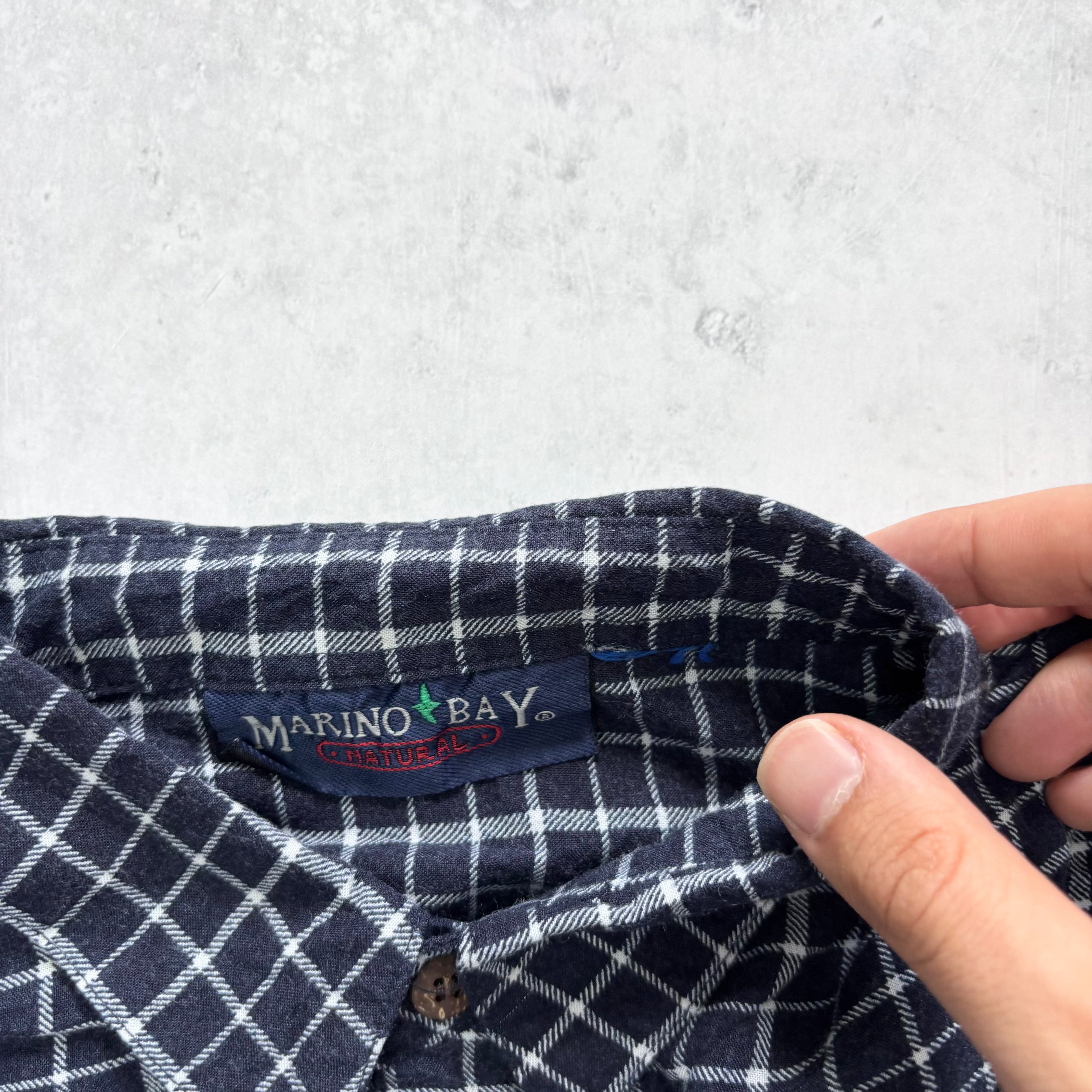 Vintage Shirt Mens Large Blue Checked Short Sleeve (E)