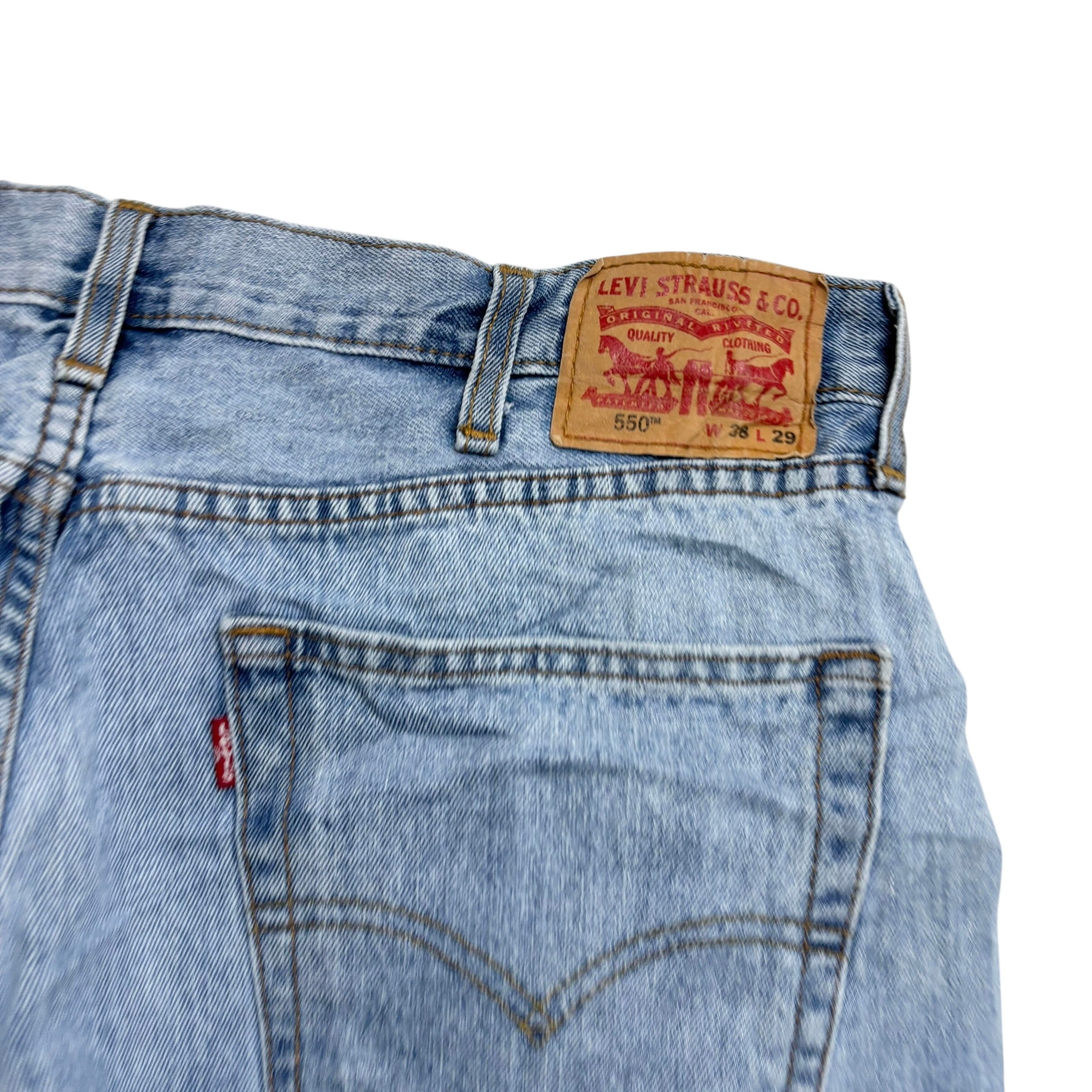 Levis 550 Jeans W38 L29 Mens Light Blue Baggy Relaxed Straight Fit Denim (E)