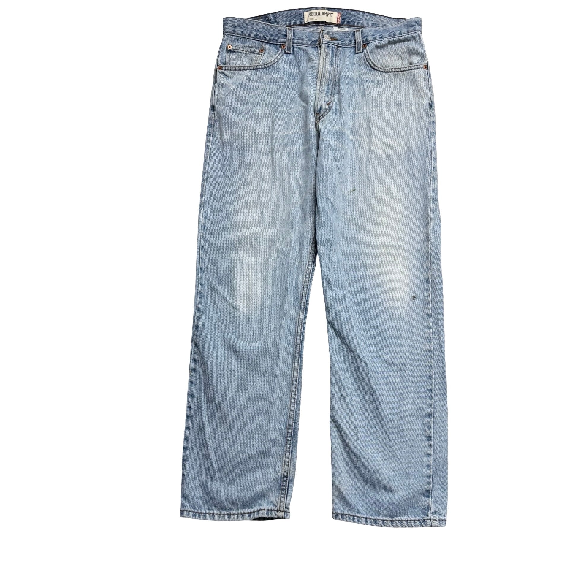 Levis 505 Jeans W34 L31 Mens Light Blue Regular Straight Fit Vintage Denim (F)