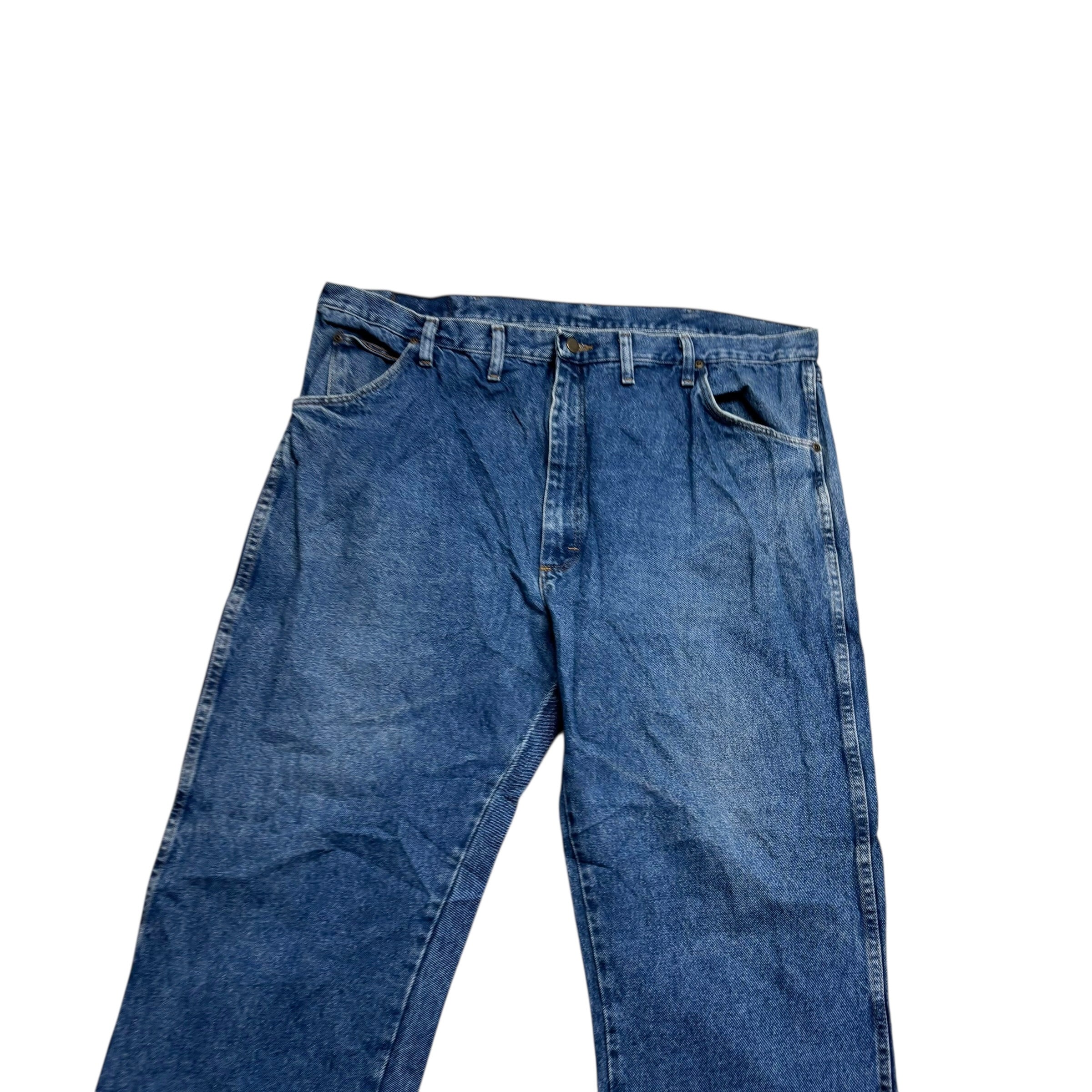 Wrangler Jeans W42 L30 Mens Mid Blue Regular Straight Fit Vintage Denim (E)