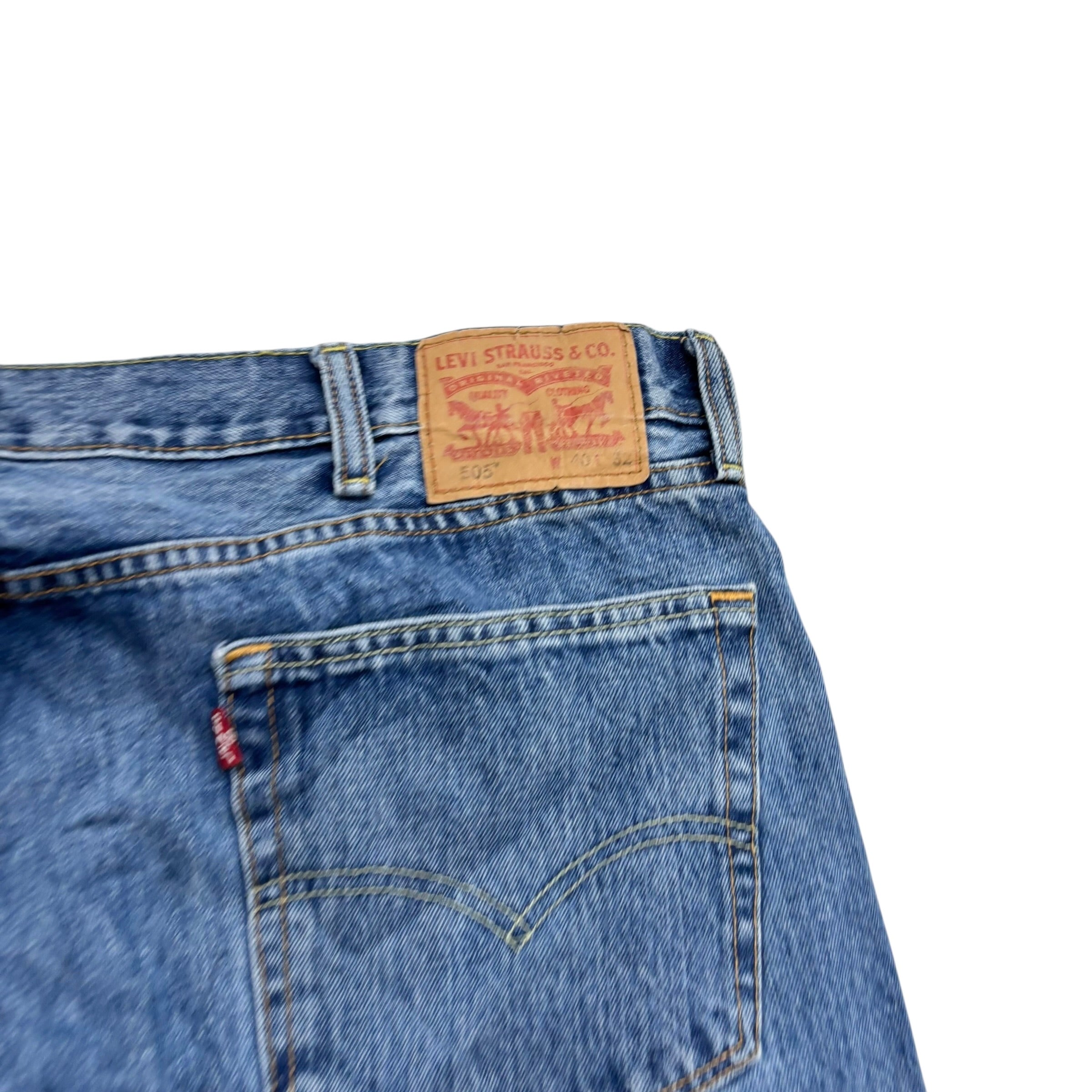 Levis 505 Jeans W40 L32 Mens Mid Blue Regular Straight Fit Denim (E)