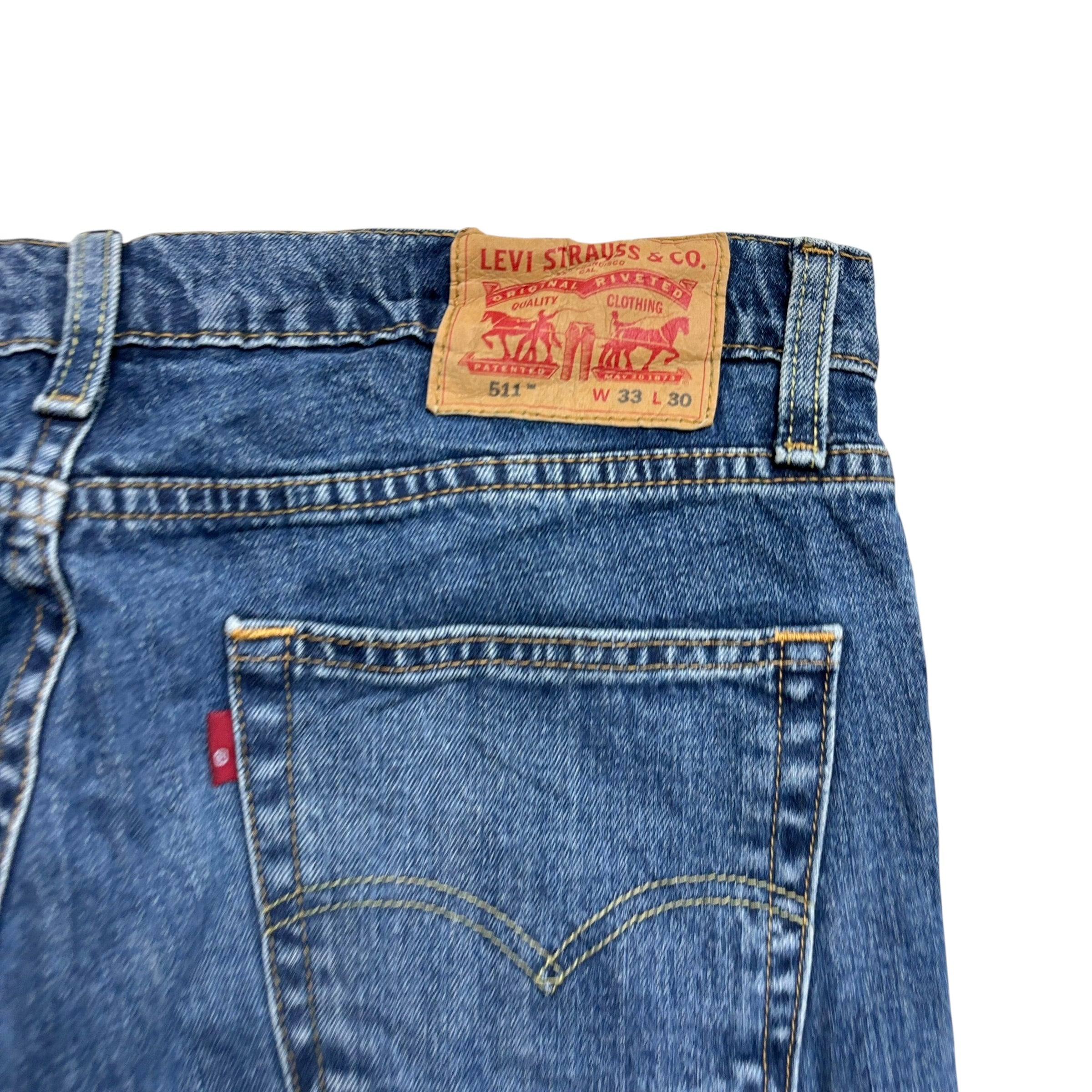 Levis 511 Jeans W33 L30 Mens Mid Blue Slim Fit Stretch Denim (E)