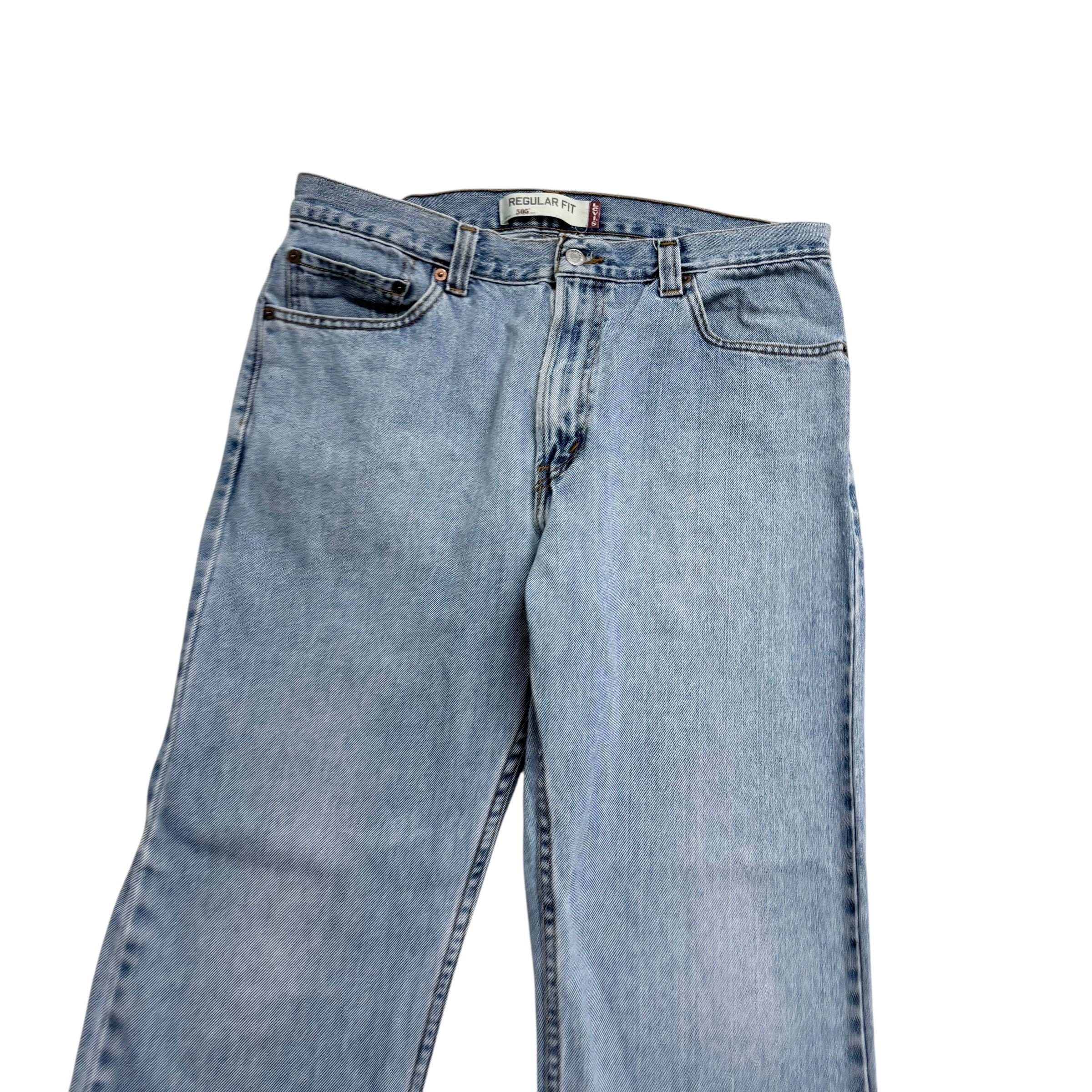 Levis 505 Jeans W36 L32 Mens Light Blue Regular Straight Fit Vintage Denim