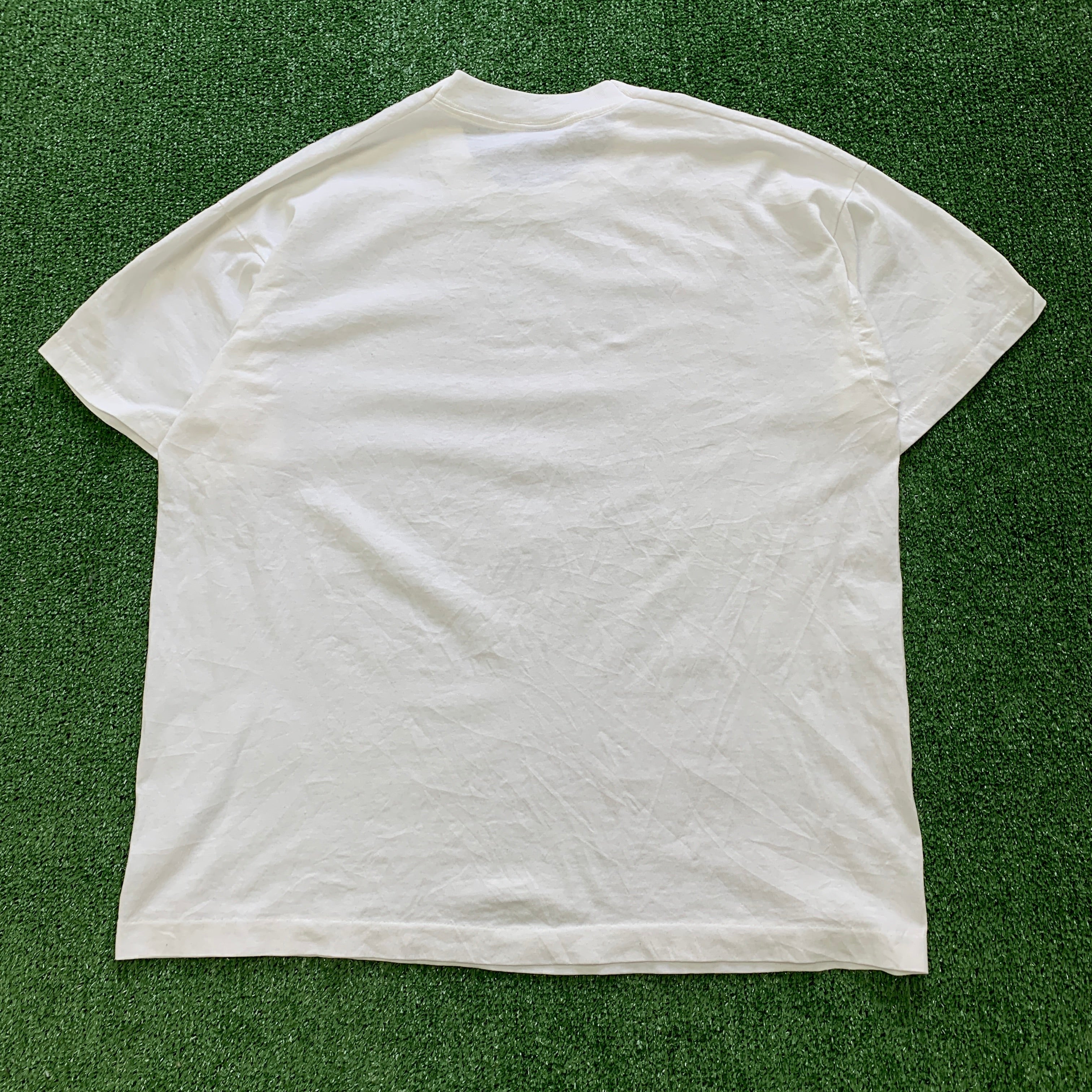 Vintage T Shirt Mens Large White Single Stitch Graphic Print 90s USA