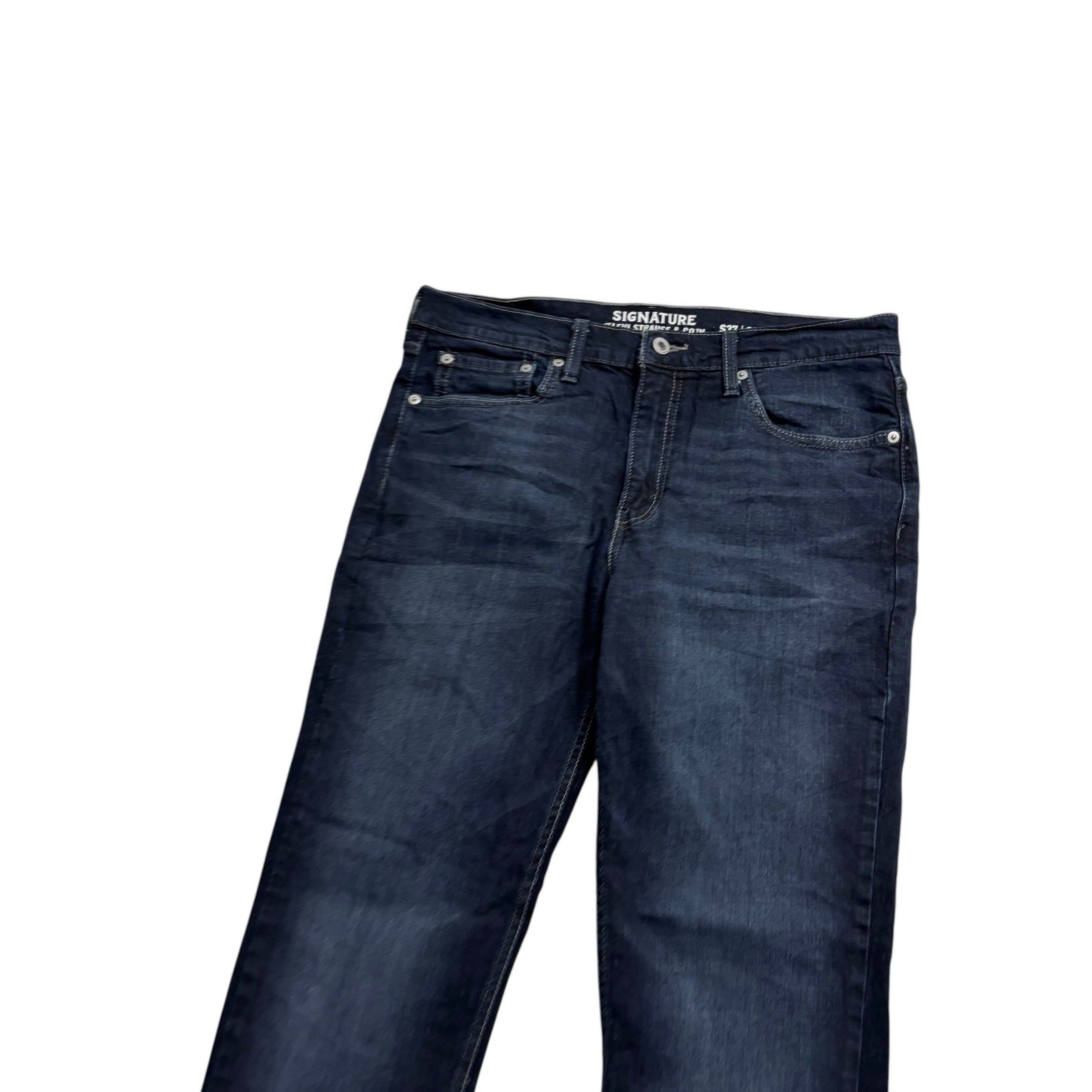 Levis Signature Jeans W33 L30 Mens Navy Blue Slim Fit Stretch Denim (E)