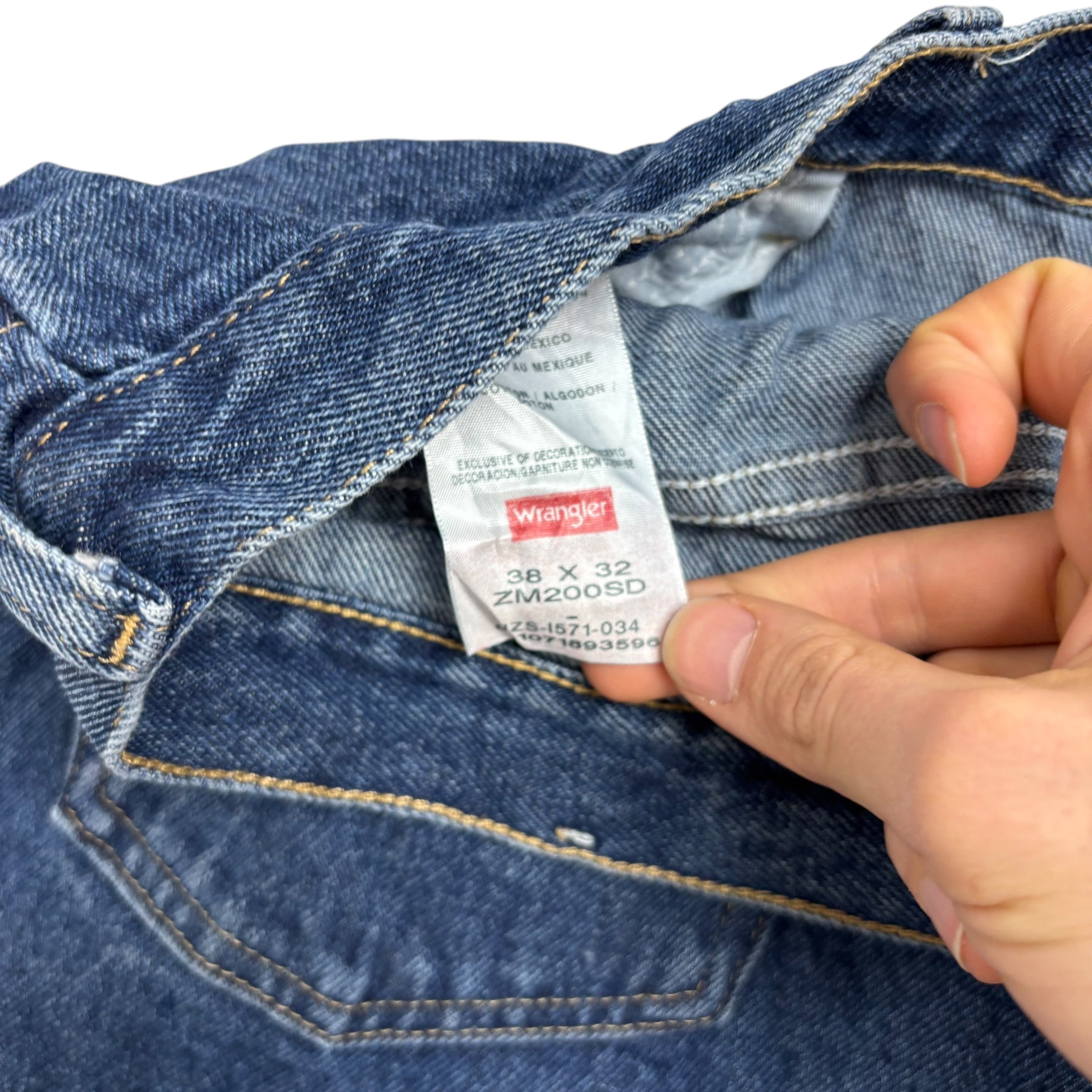 Wrangler Jeans W38 L32 Mens Mid Blue Baggy Relaxed Straight Fit Denim (E)