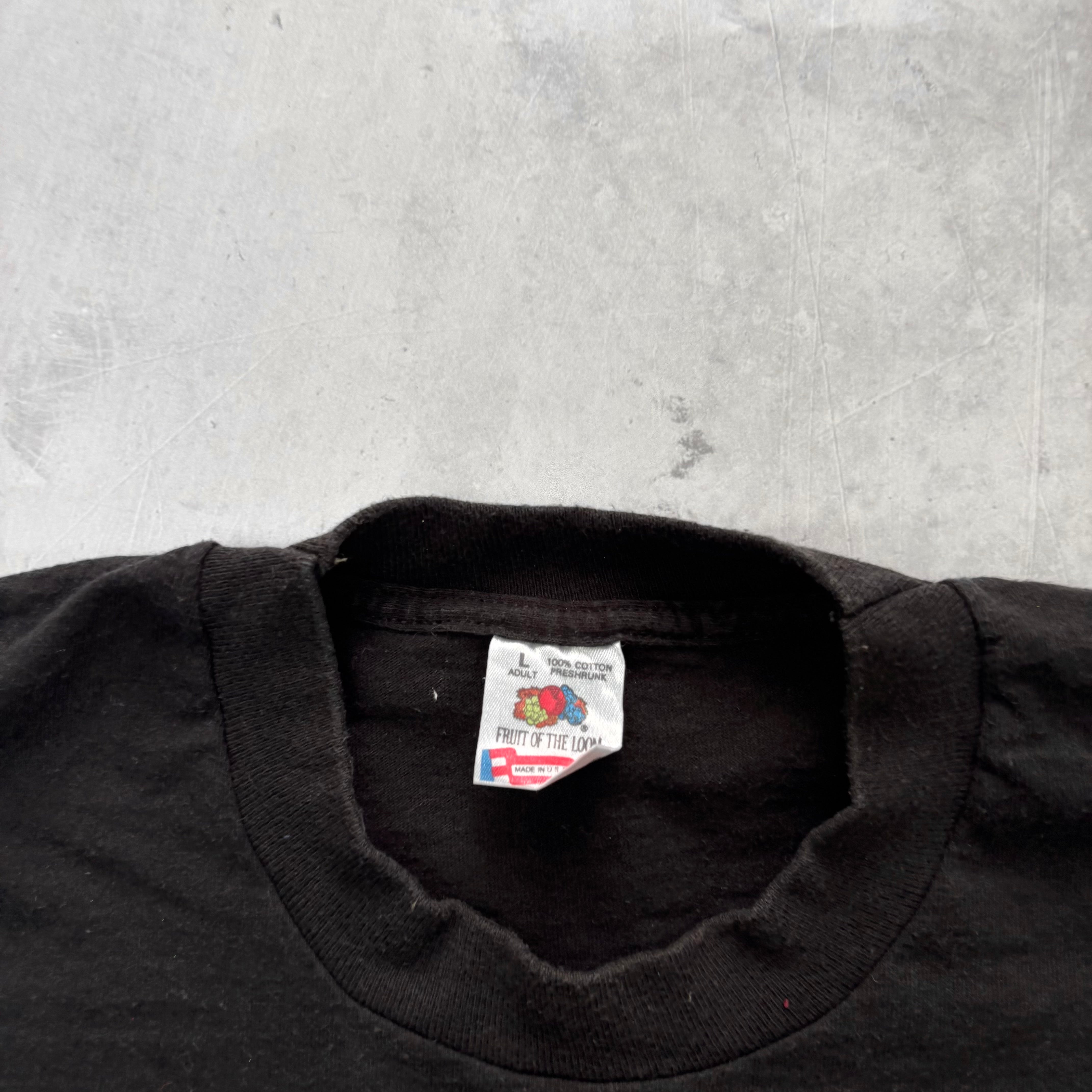 Vintage T Shirt Mens Large Black Single Stitch Graphic Print 90s USA