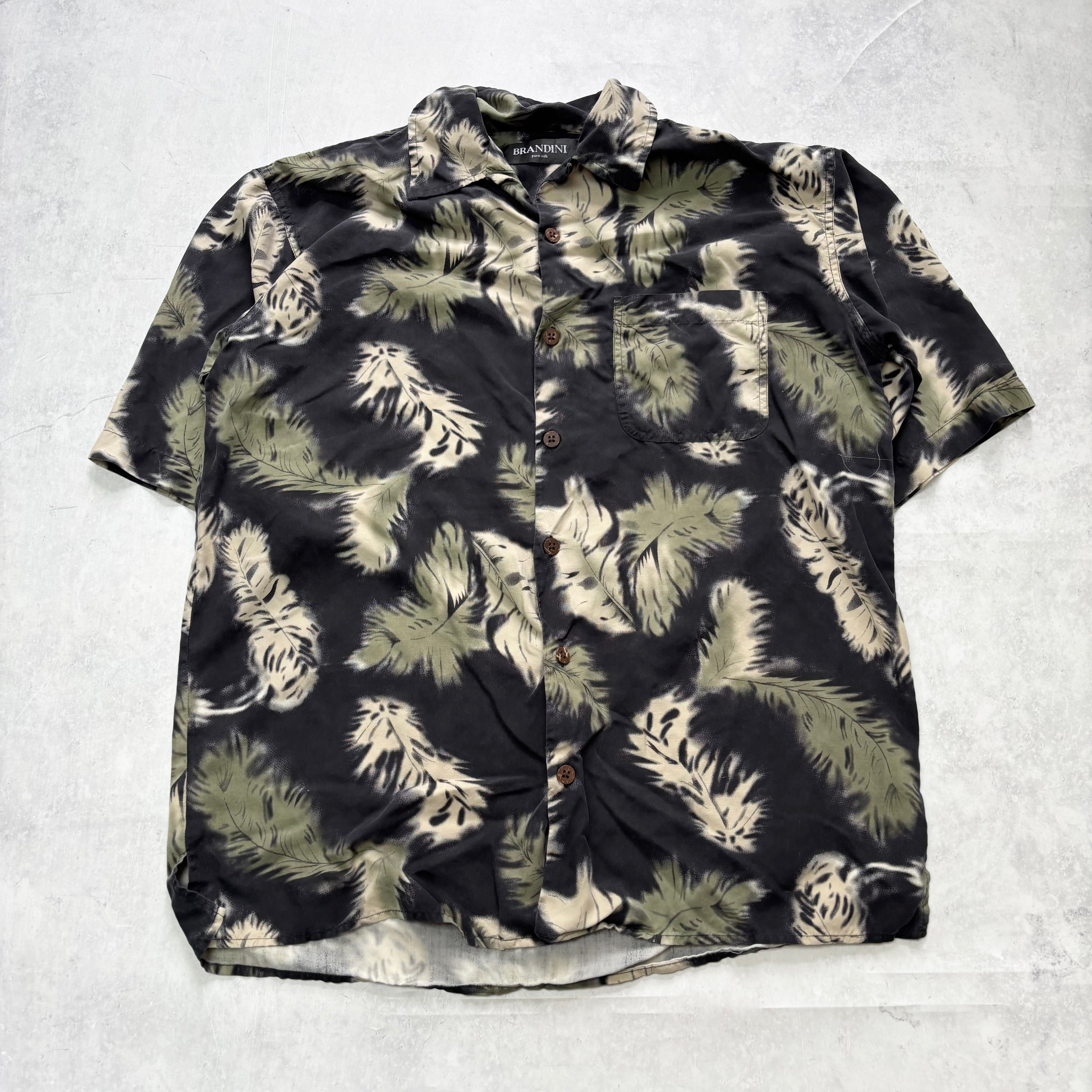 Vintage Hawaiian Shirt Mens Medium Navy Silk Floral Aloha Short Sleeve