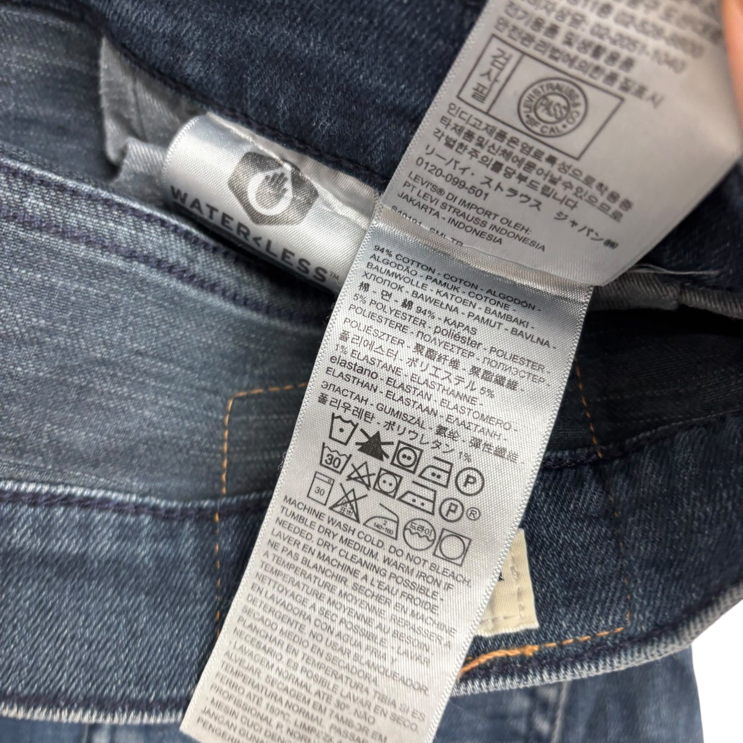 Levis 510 Jeans W31 L32 Mens Navy Blue Skinny Fit Stretch Premium Denim (E)
