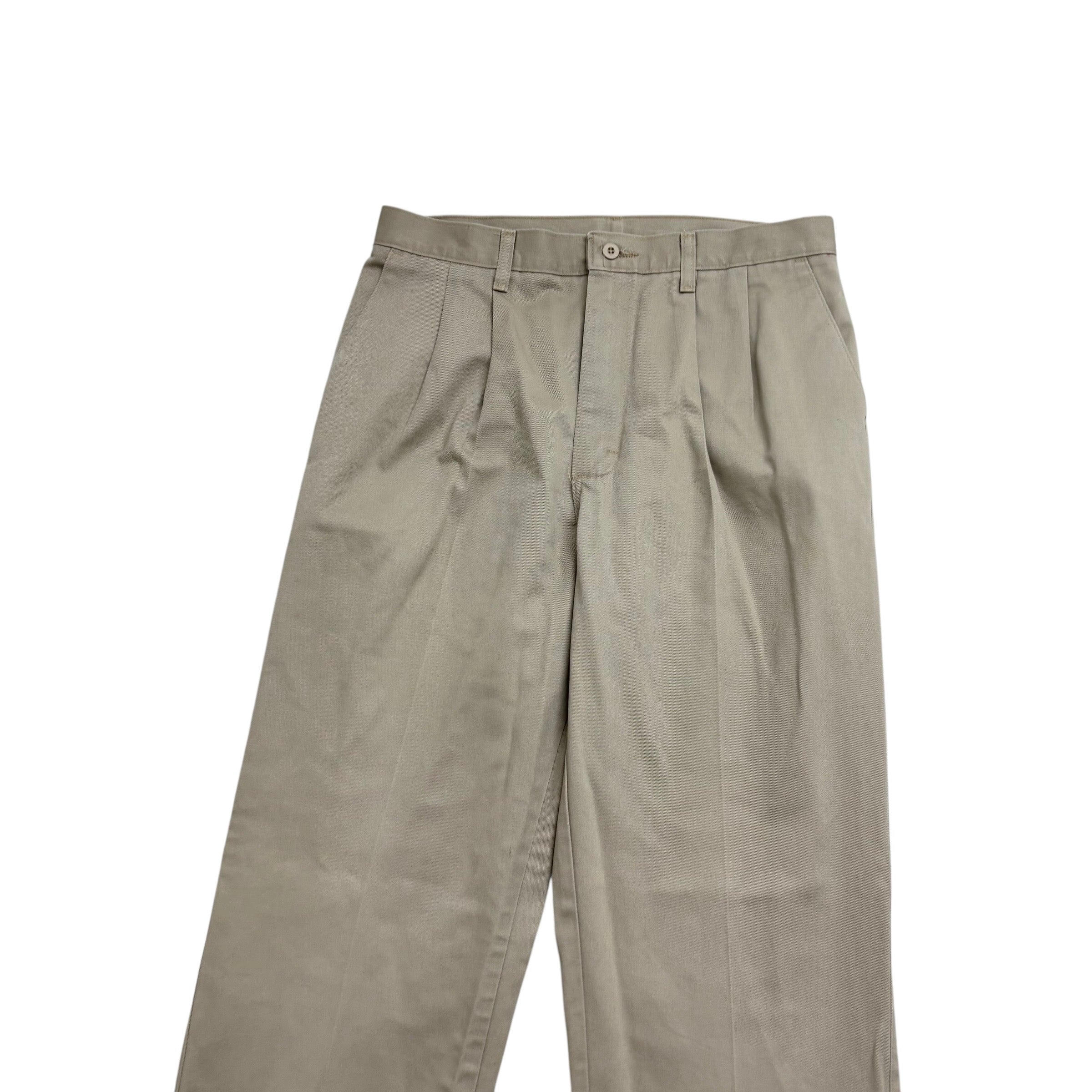 Wrangler Riata Pleated Trousers W32 L36 Mens Beige Relaxed Fit Vintage Pants (E)