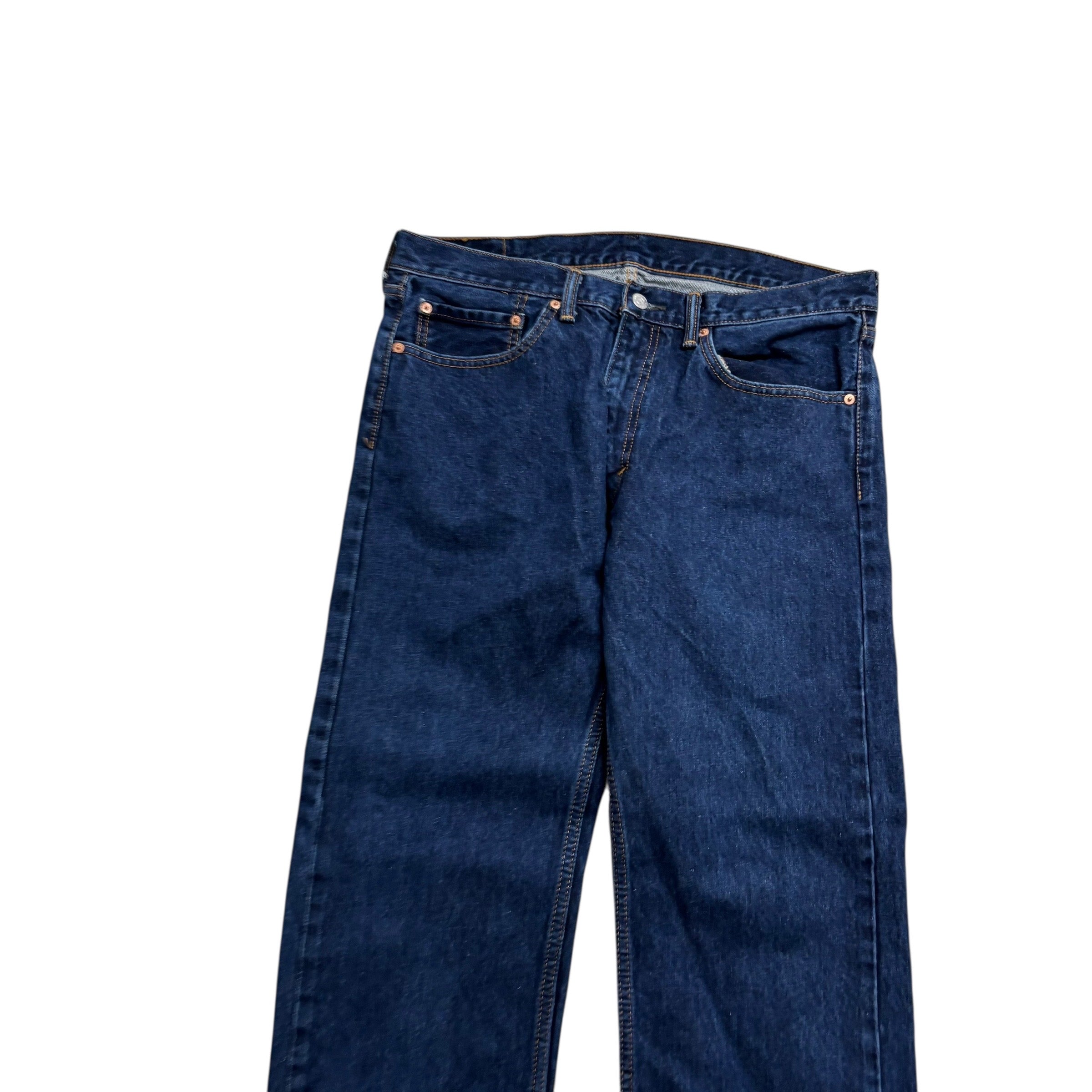 Levis 505 Jeans W36 L26 Mens Dark Blue Regular Straight Fit Denim (E)