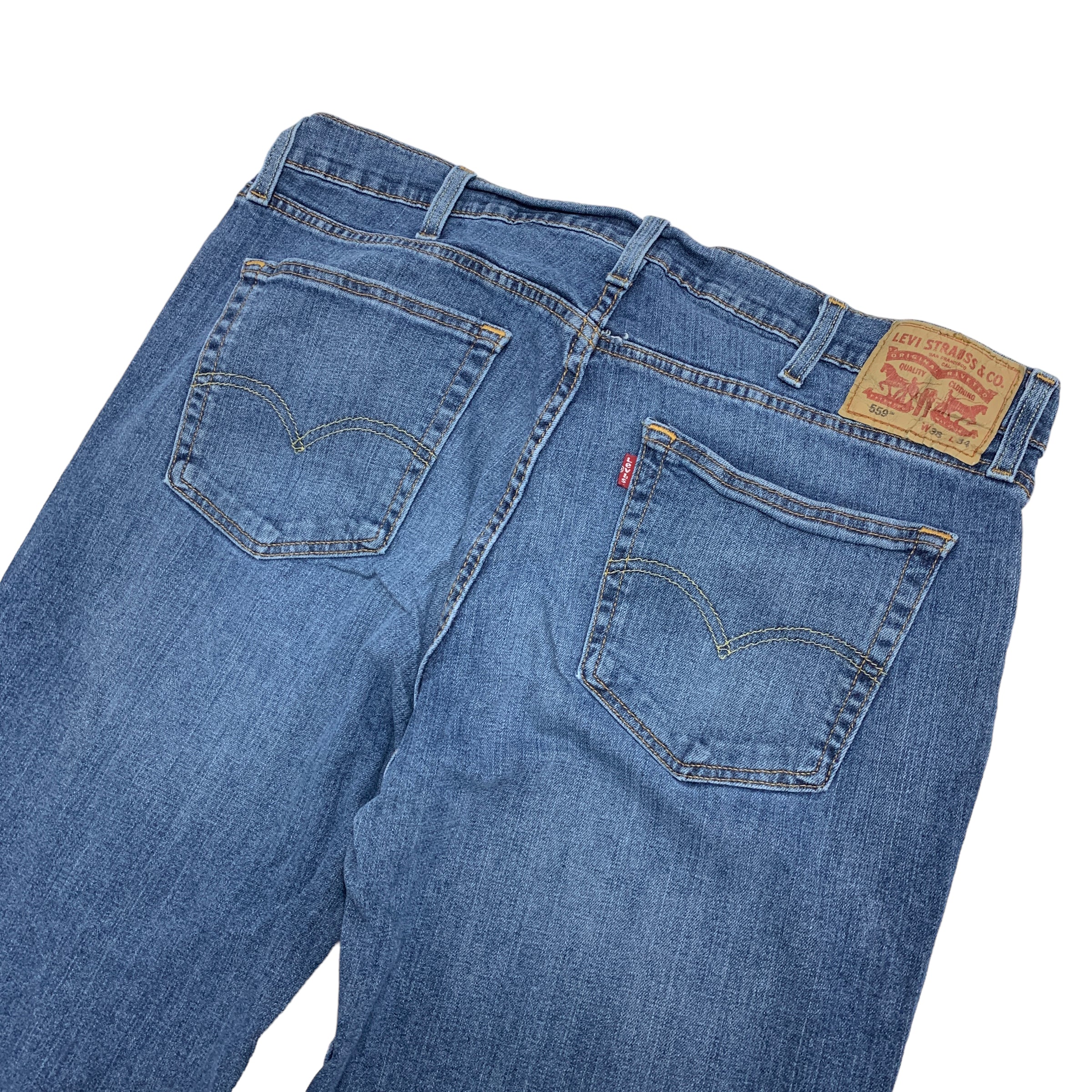 Levis 559 Jeans W38 L34 Mens Blue Straight Fit Stretch Denim