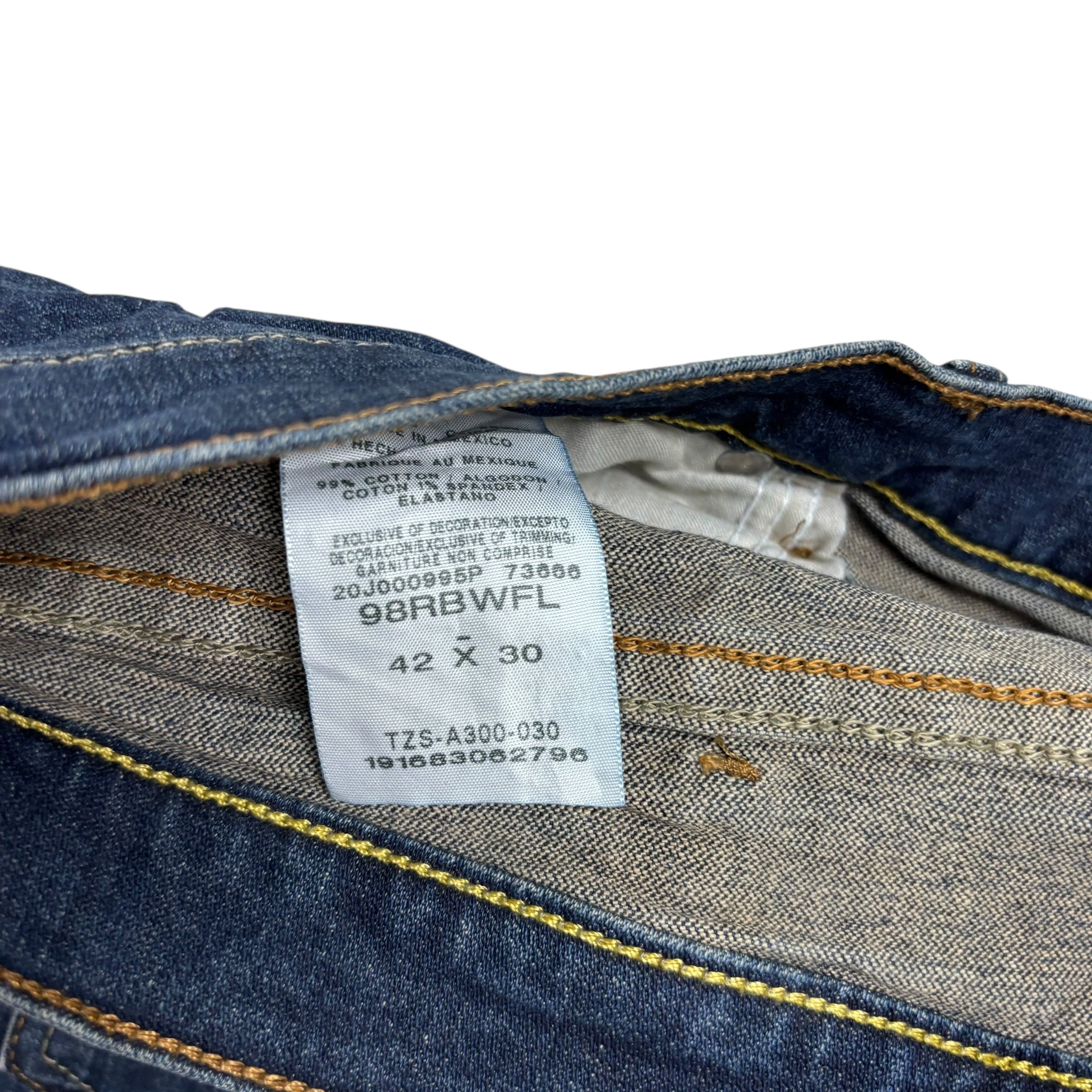 Wrangler Jeans W42 L30 Mens Dark Blue Relaxed Bootcut Fit Stretch Denim (E)