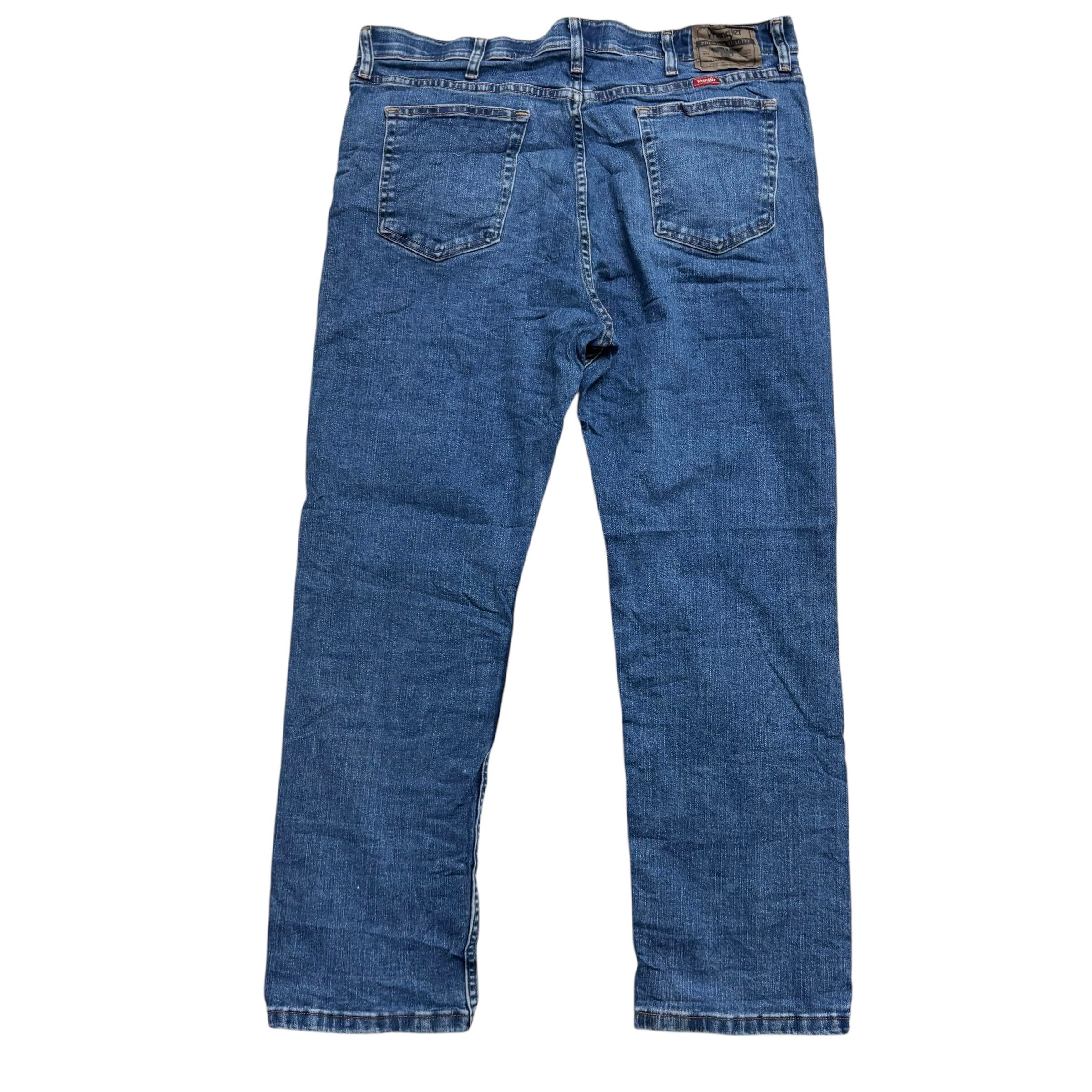 Wrangler Jeans W38 L30 Mens Mid Blue Regular Straight Fit Stretch Denim (F)