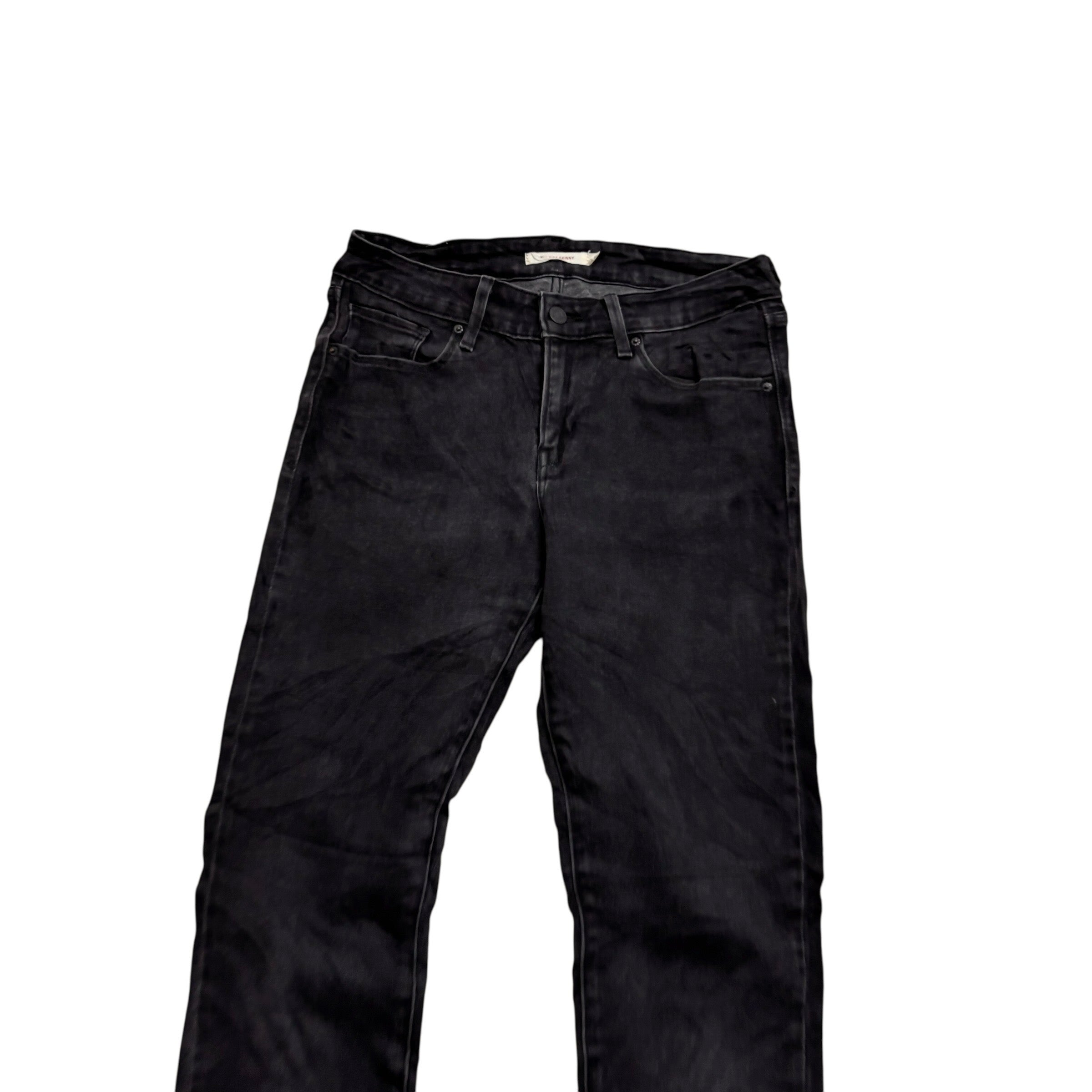 Levis Jeans W28 L32 Womens Mid Rise Skinny Fit Black Stretch Denim