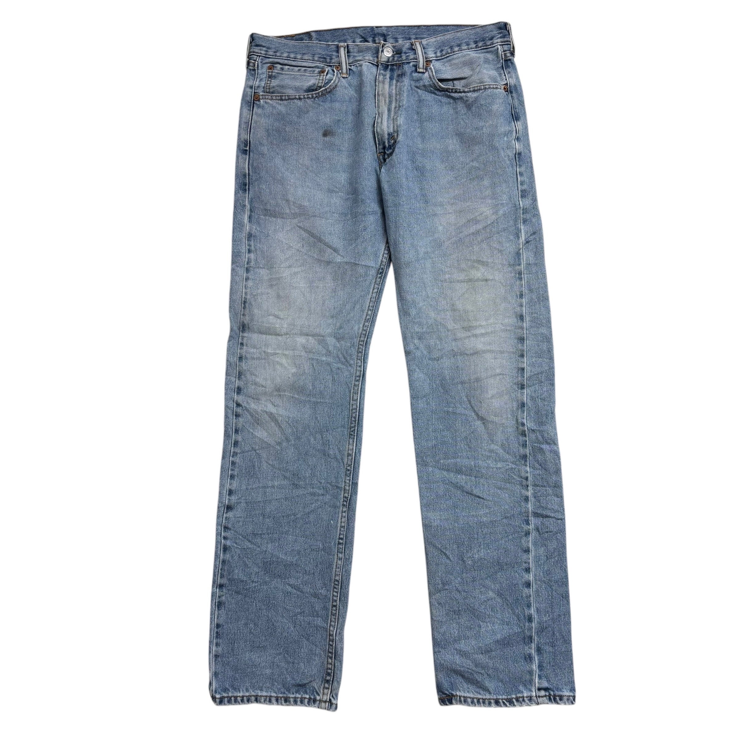 Levis 505 Jeans W34 L34 Mens Light Blue Regular Straight Fit Vintage Denim (F)