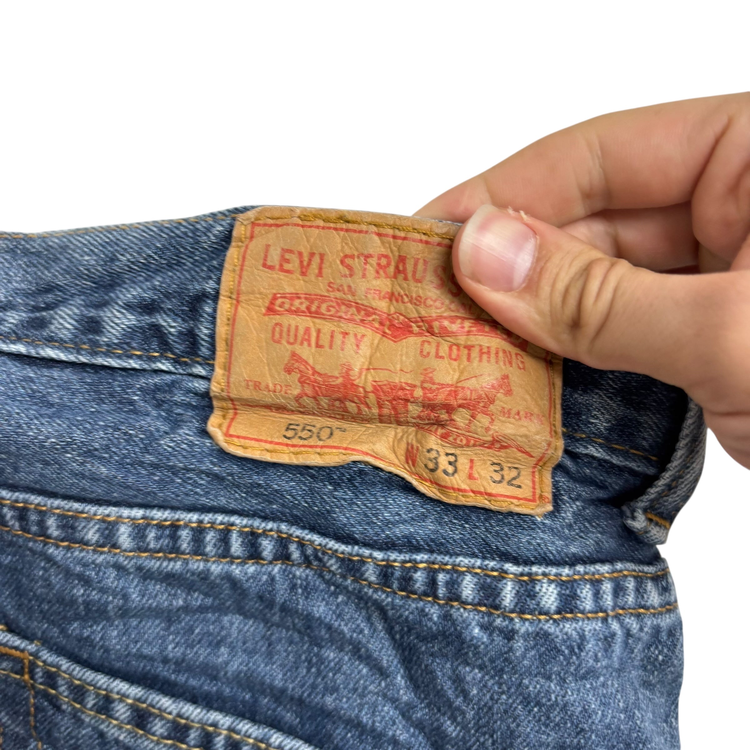 Levis 550 Jeans W32 L32 Mens Mid Blue Baggy Relaxed Straight Vintage Denim (E)