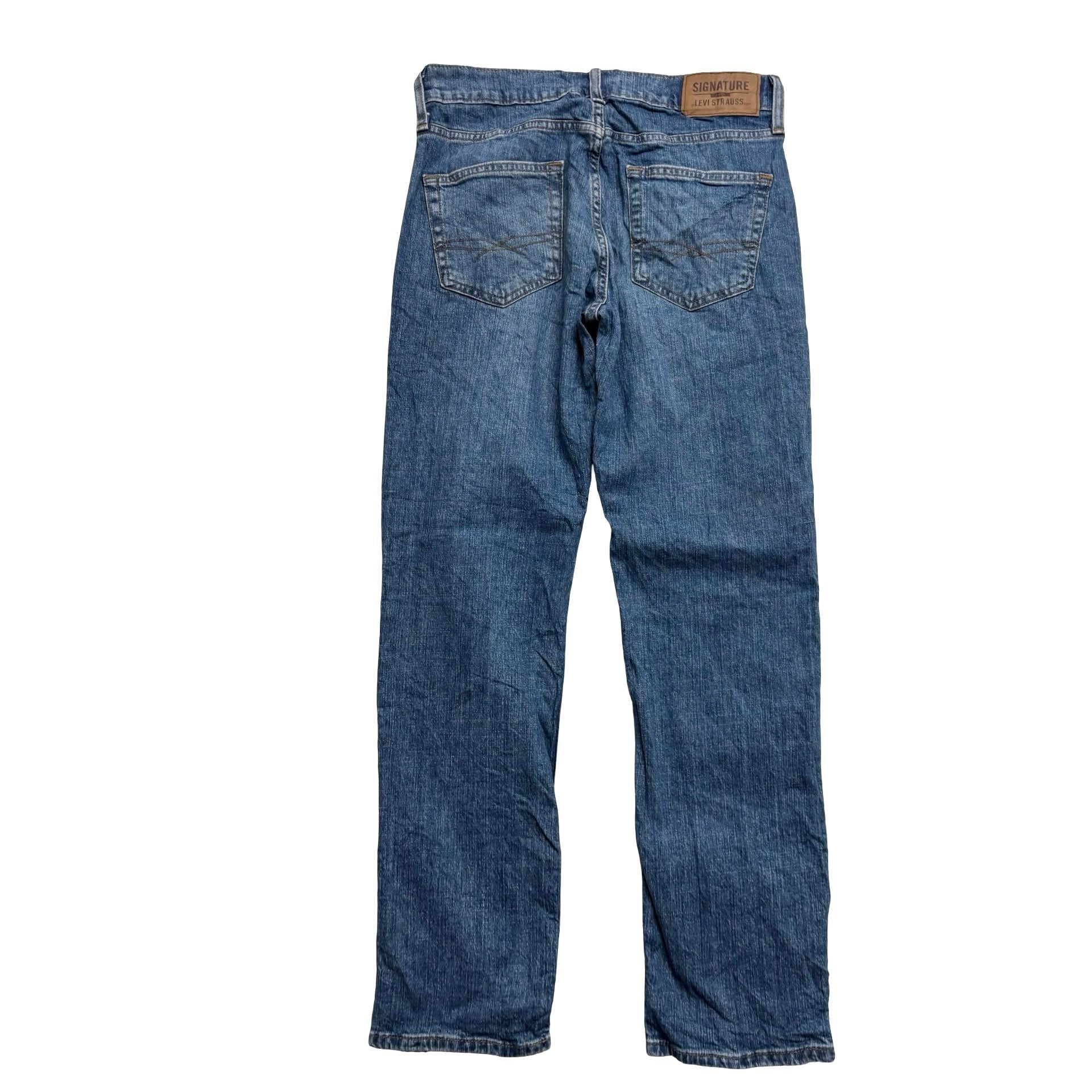 Levis Signature Jeans W29 L30 Mens Mid Blue Slim Straight Fit Stretch (E)