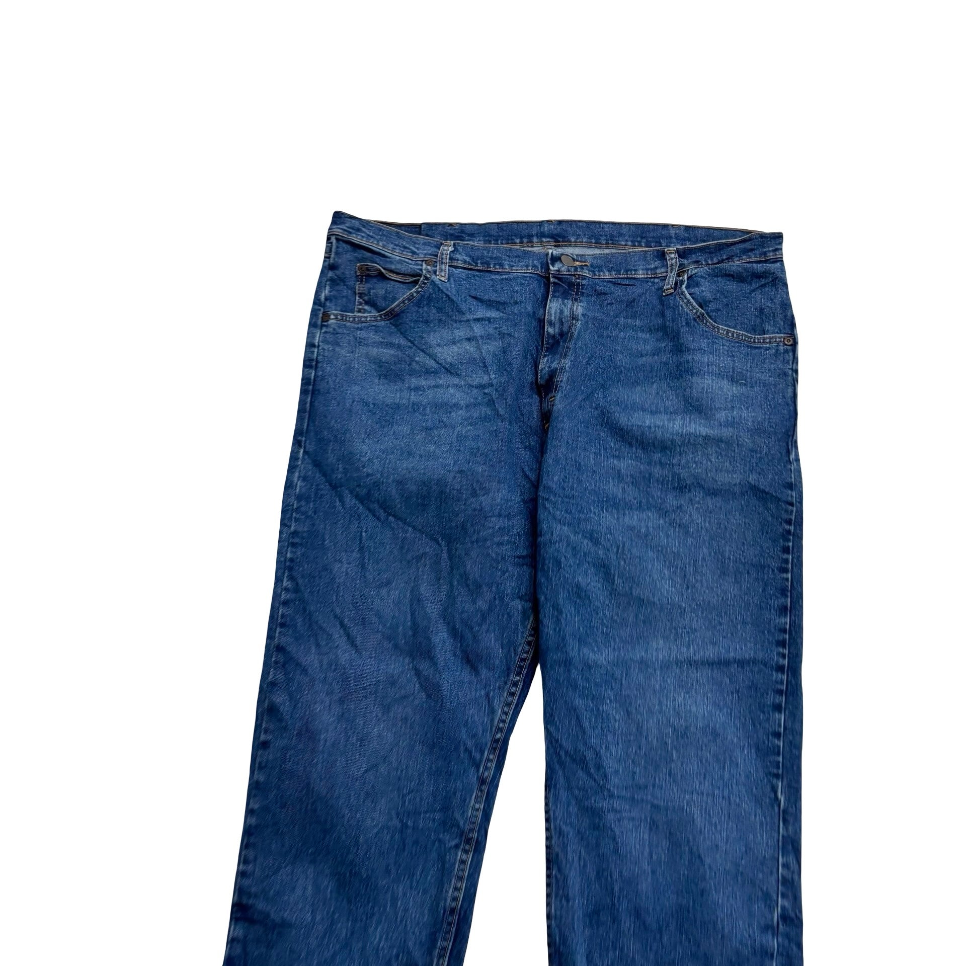 Wrangler Jeans W42 L30 Mens Mid Blue Relaxed Straight Fit Stretch Denim (E)