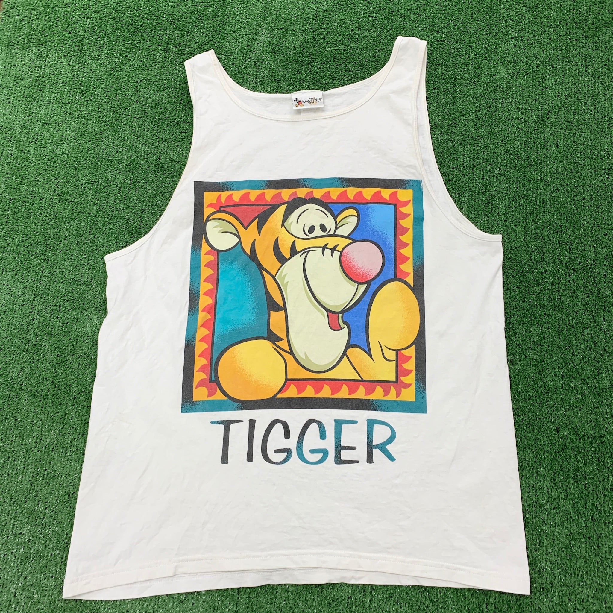 Vintage T Shirt Mens XL Vest White Graphic Print 90s Tigger Disney