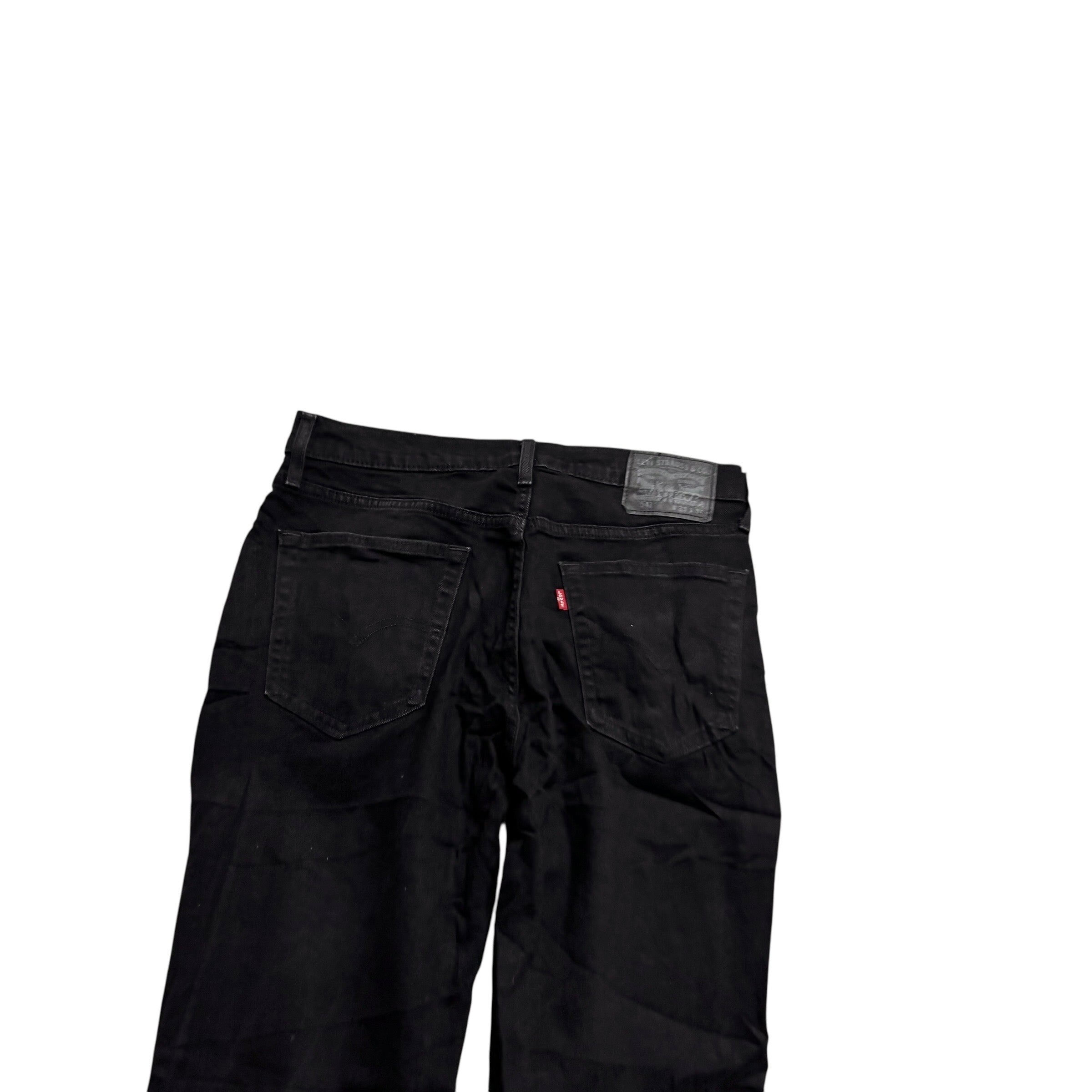 Levis 541 Jeans W33 L33 Mens Black Athletic Tapered Fit Stretch Denim (E)