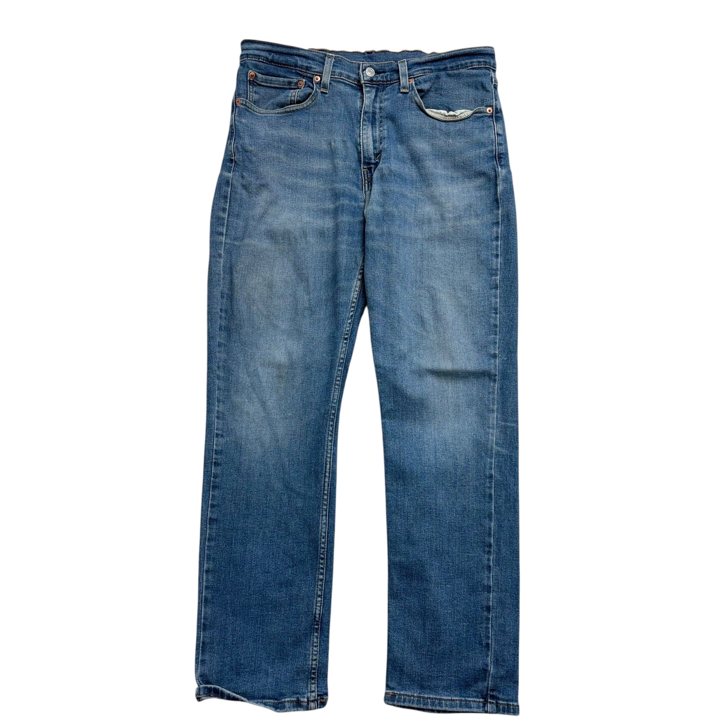 Levis 514 Jeans W34 L30 Mens Mid Blue Regular Straight Fit Stretch Denim (F)