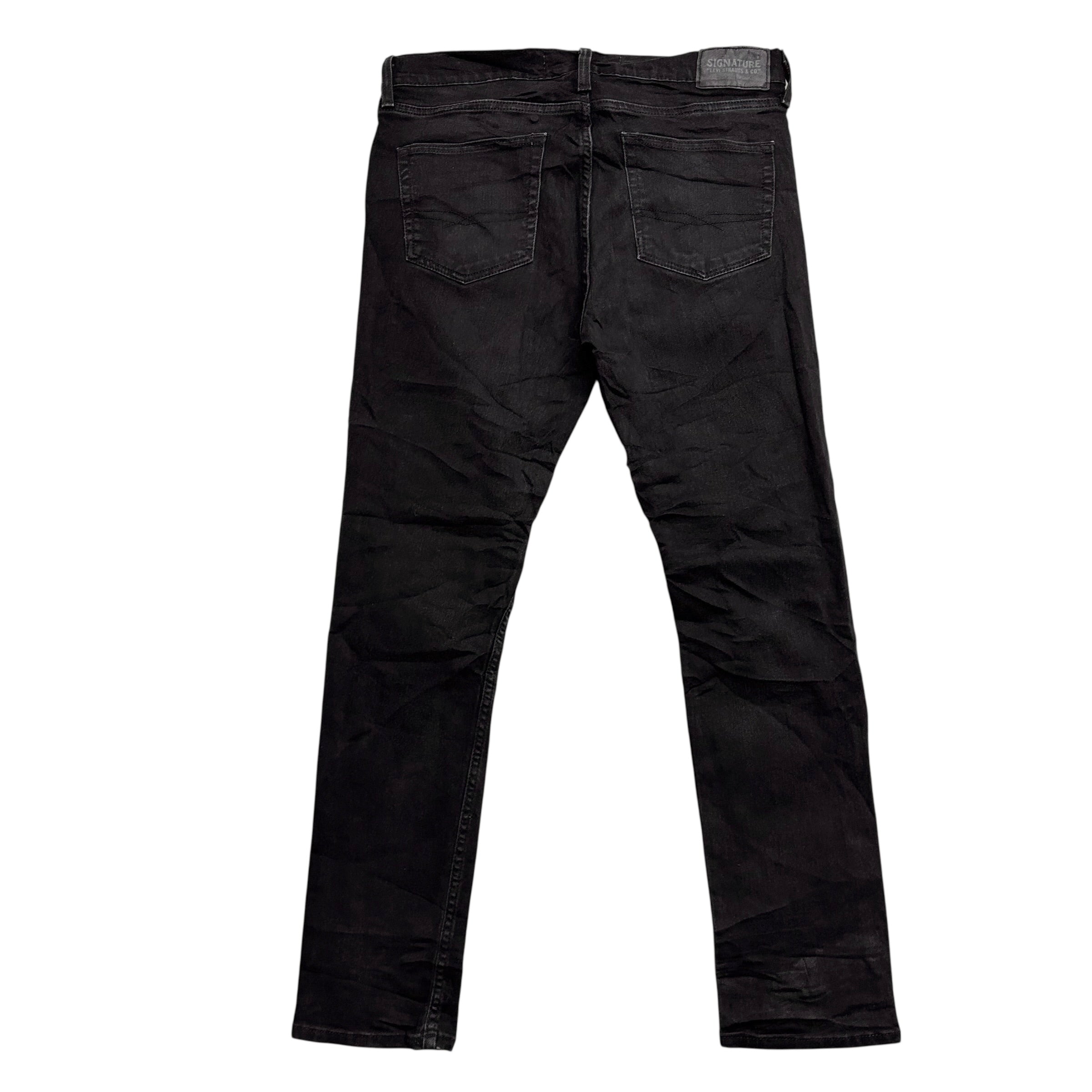 Levis Signature Jeans W34 L30 Mens Black Skinny Fit Stretch Denim (E)