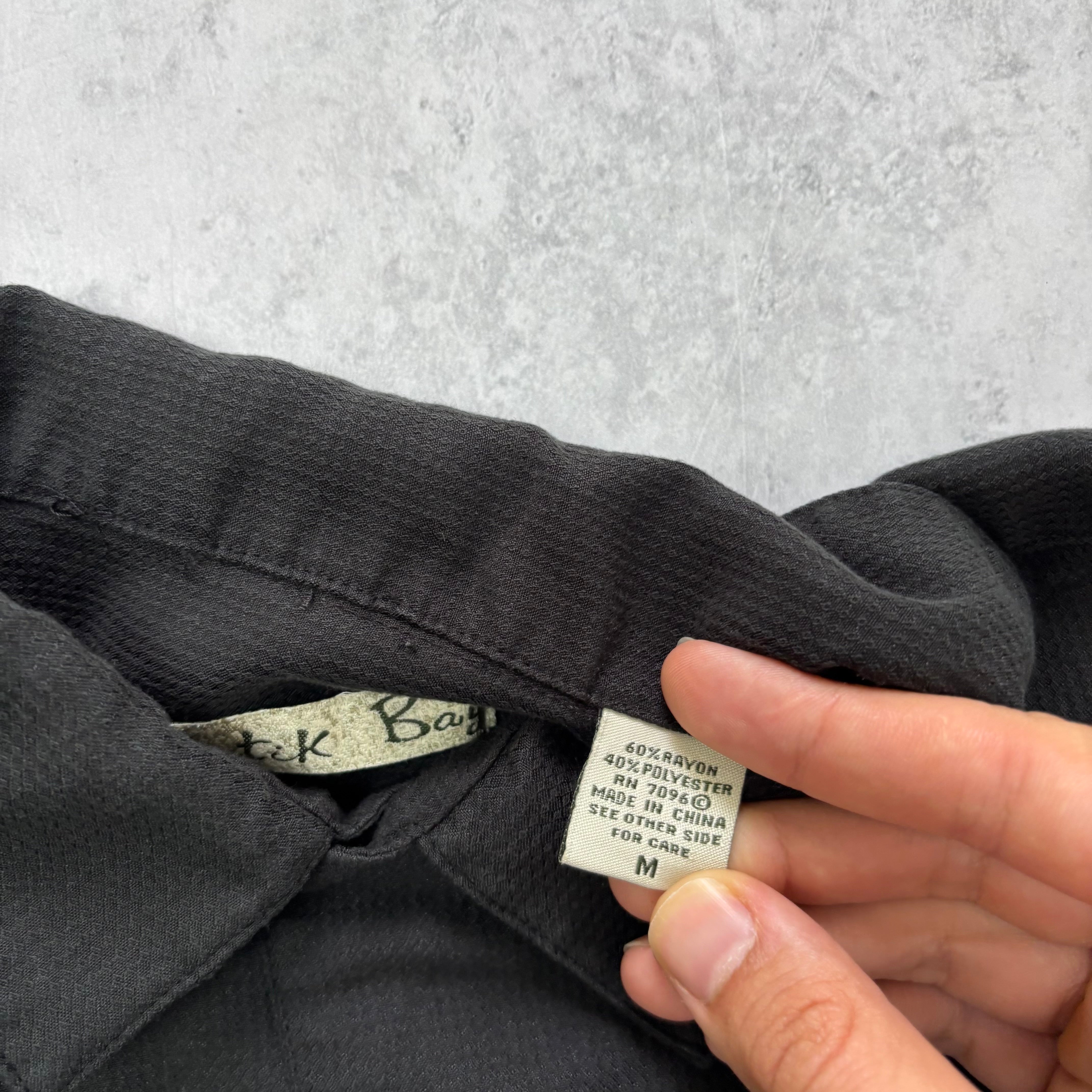 Vintage Hawaiian Shirt Mens Medium Black Floral Aloha Short Sleeve Rayon (E)