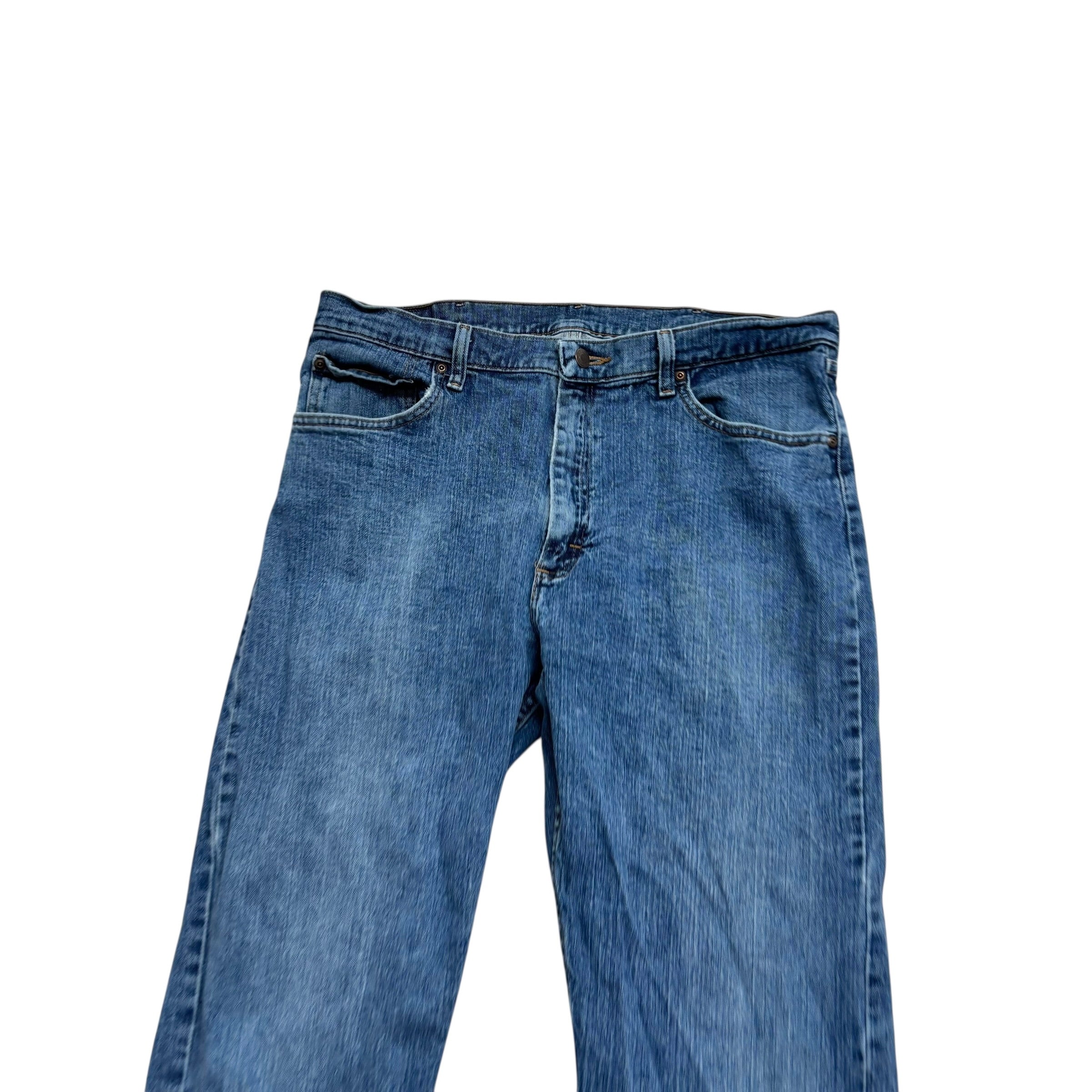 Wrangler Jeans W36 L32 Mens Mid Blue Regular Straight Fit Stretch Denim (E)