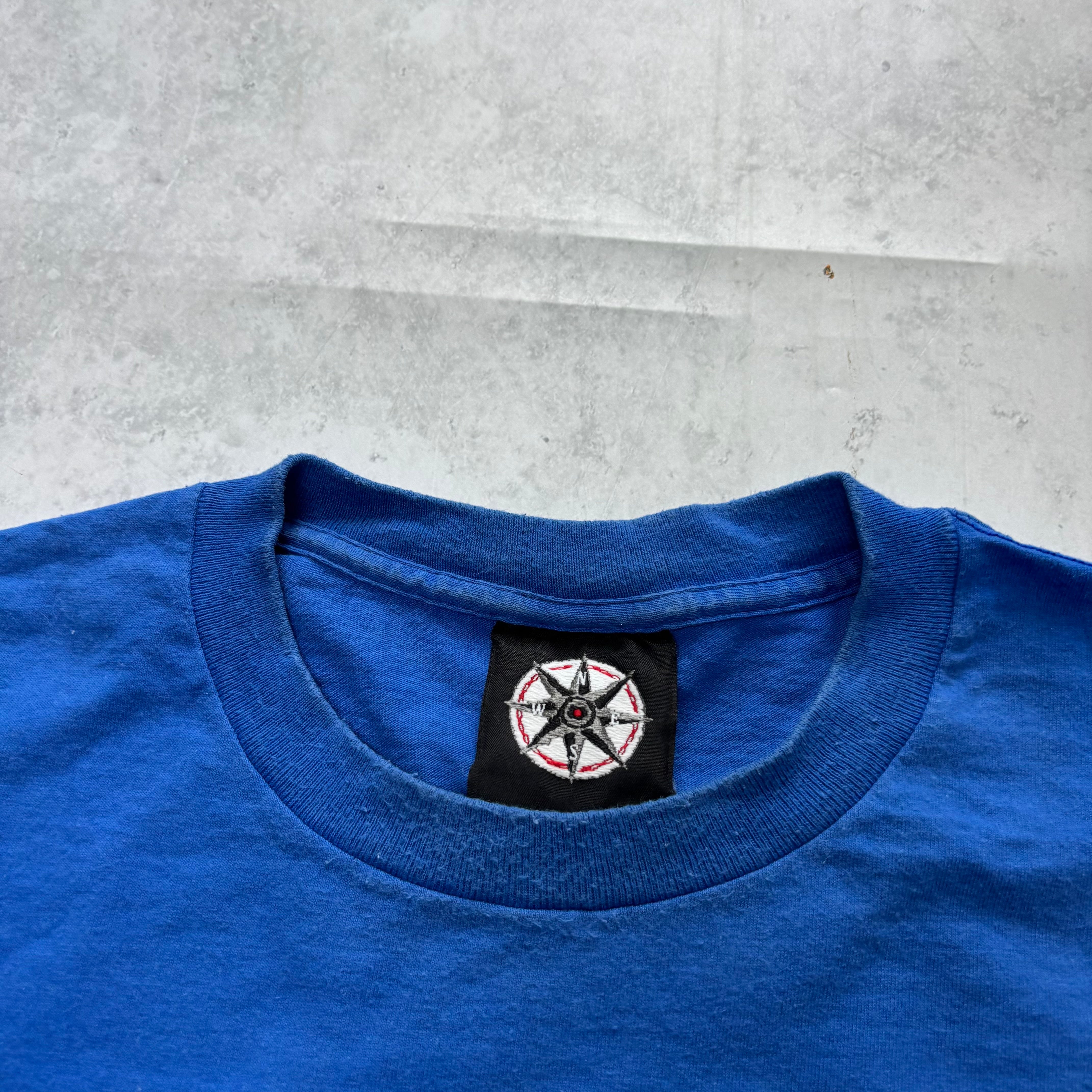 Vintage T Shirt Mens XL Blue Single Stitch Graphic Print 90s Ski Pocket