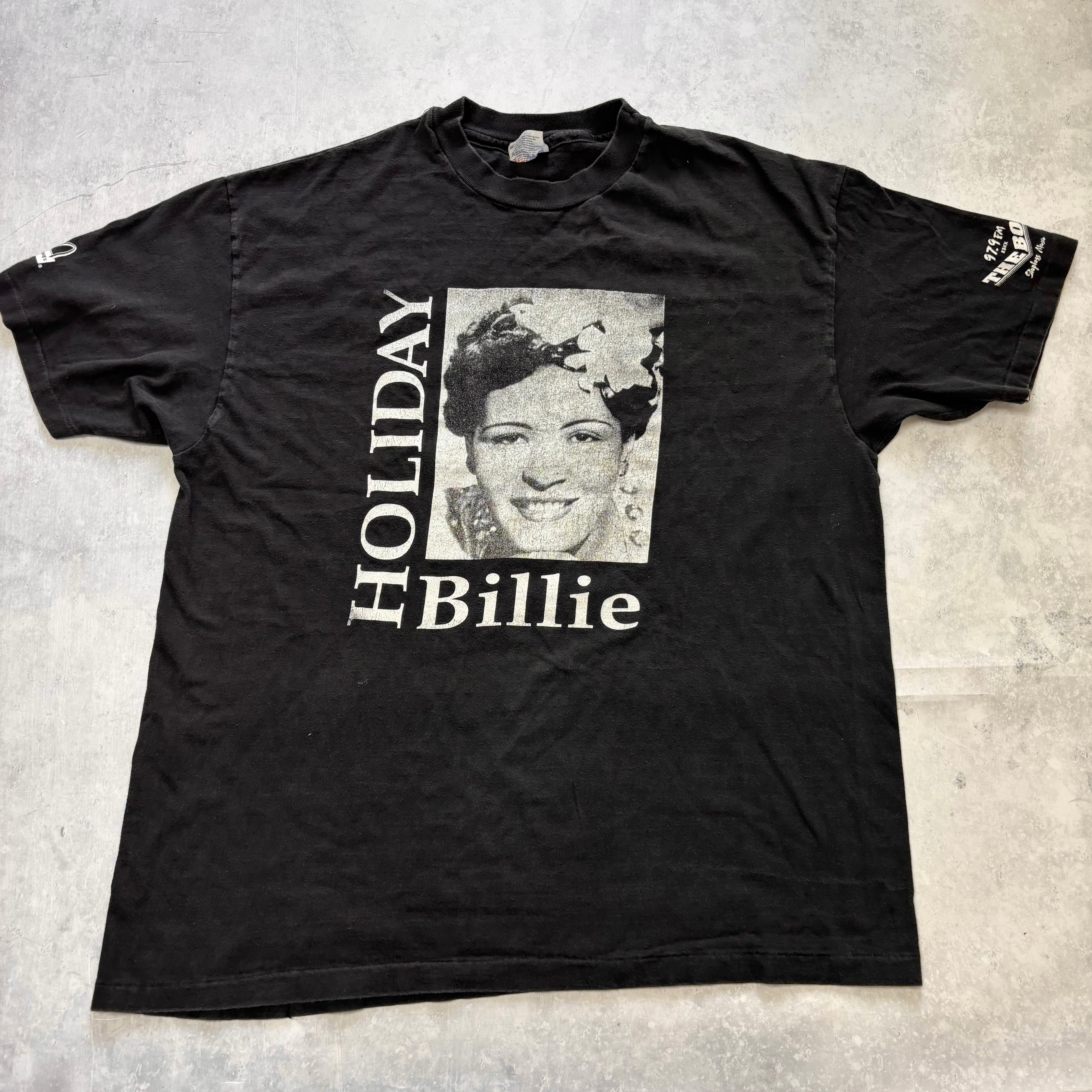 Vintage Billie Holiday T Shirt Mens XL Black Single Stitch Jazz Music 90s (E)
