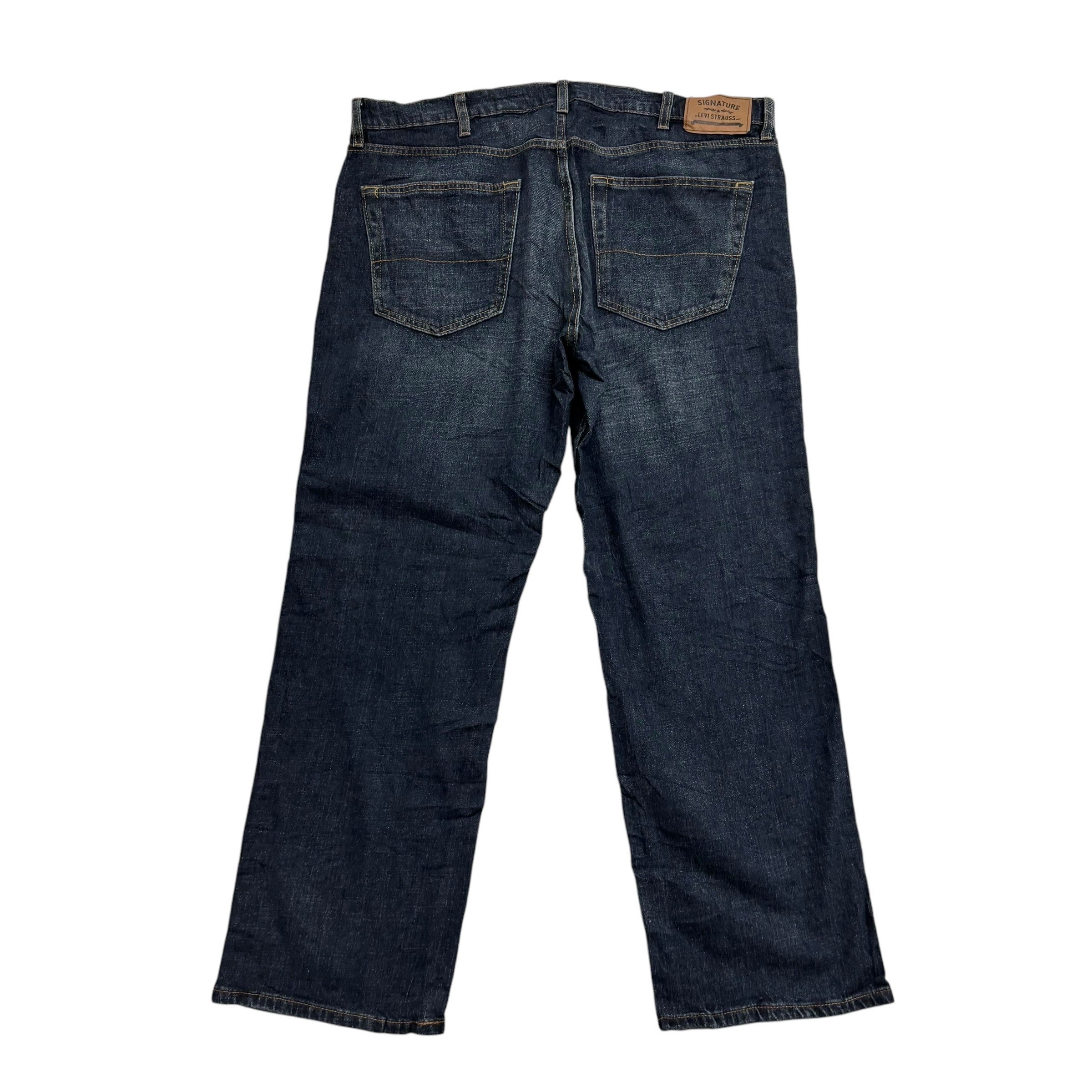 Levis Signature Jeans W38 L30 Mens Dark Blue Relaxed Straight Stretch Denim (E)