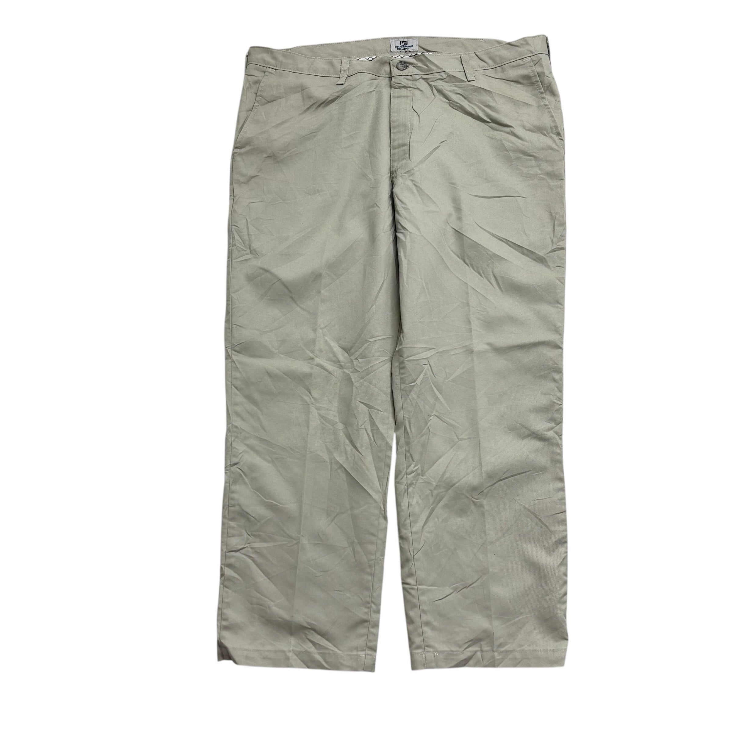 Lee Trousers W40 L30 Mens Cream Relaxed Fit Total Freedom Pants Vintage (E)