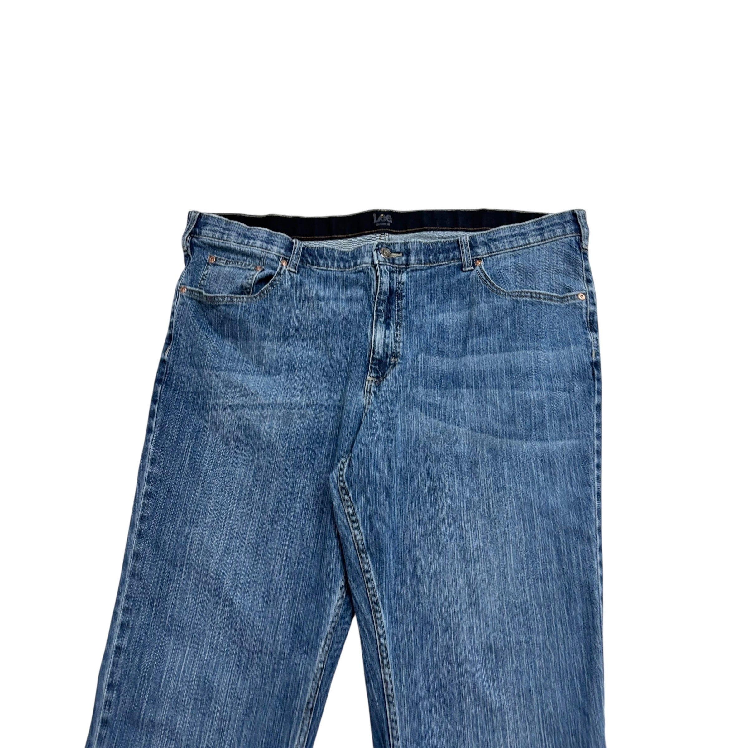 Lee Jeans W44 L29 Mens Mid Blue Relaxed Tapered Fit Stretch Denim