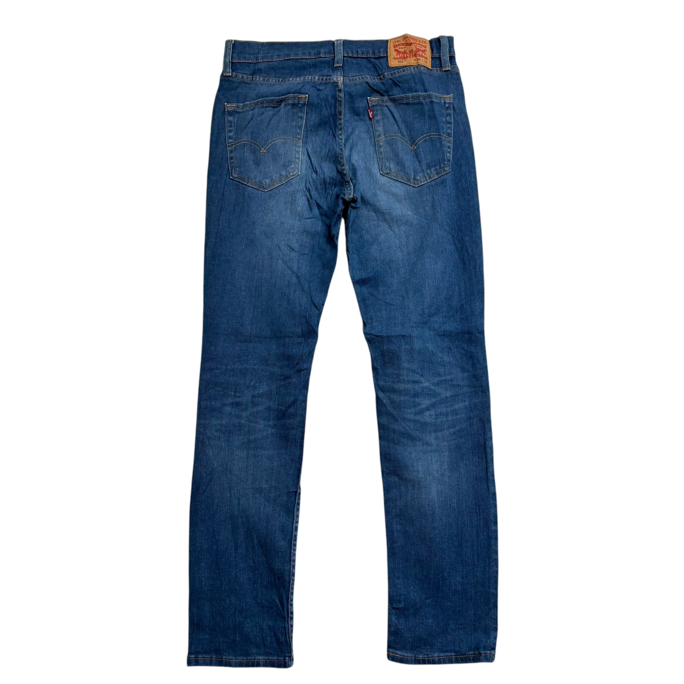 Levis 511 Jeans W32 L32 Mens Mid Blue Slim Fit Stretch Denim (E)