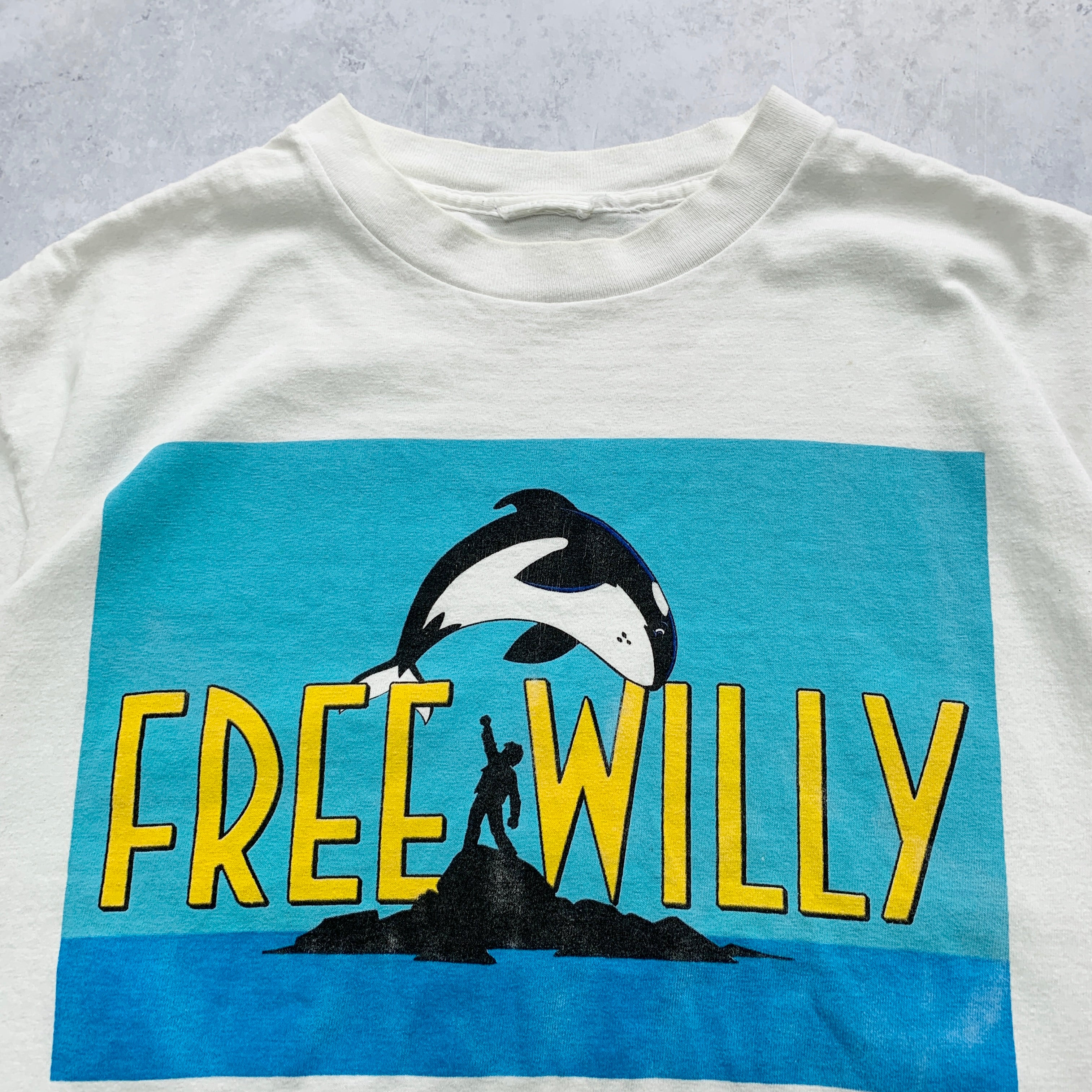 Vintage T Shirt Mens Medium White Single Stitch Graphic Free Willy Film Movie