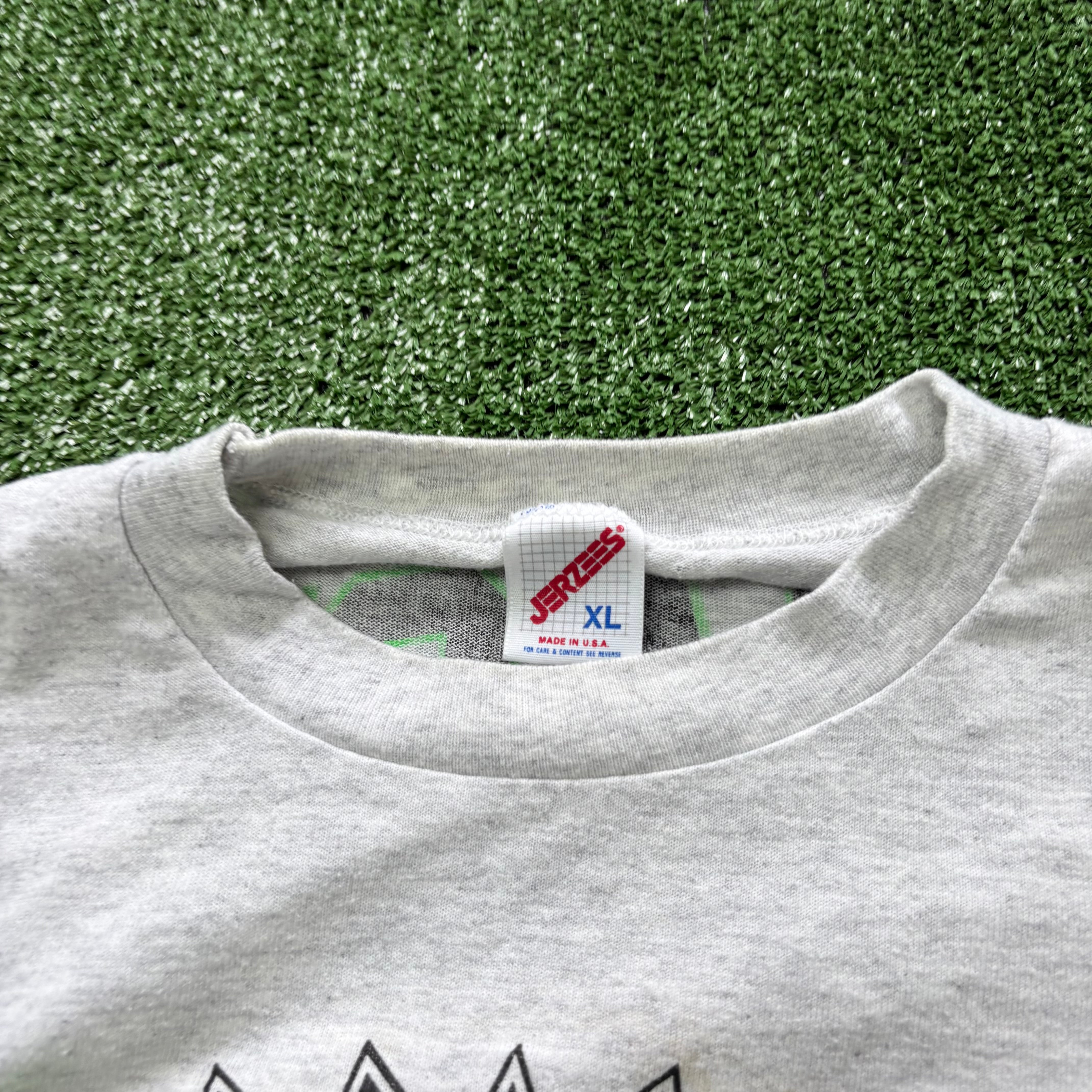 Vintage T Shirt Mens Large Grey Graphic Print 90s USA