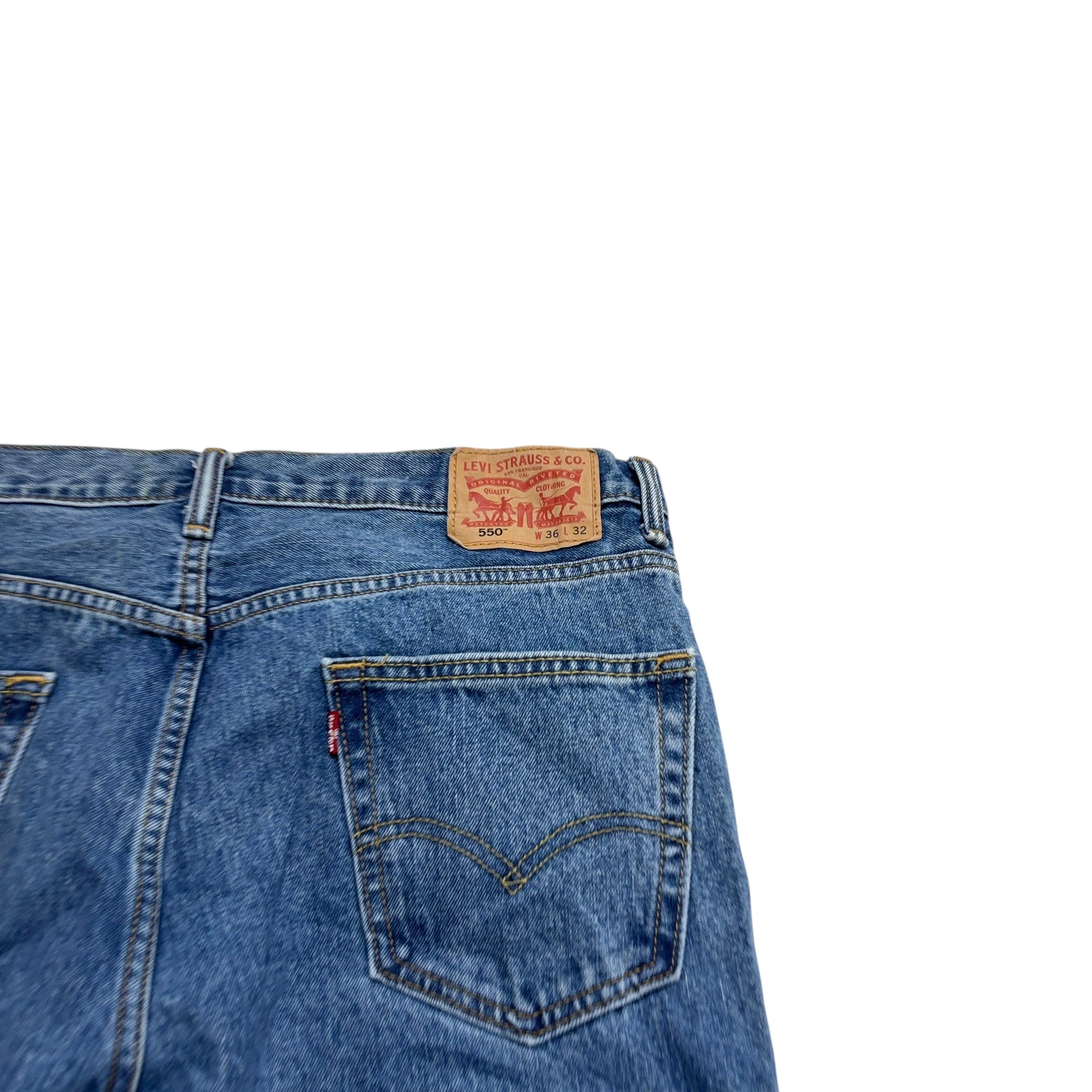 Levis 550 Jeans W36 L32 Mens Mid Blue Baggy Relaxed Straight Fit Denim (E)