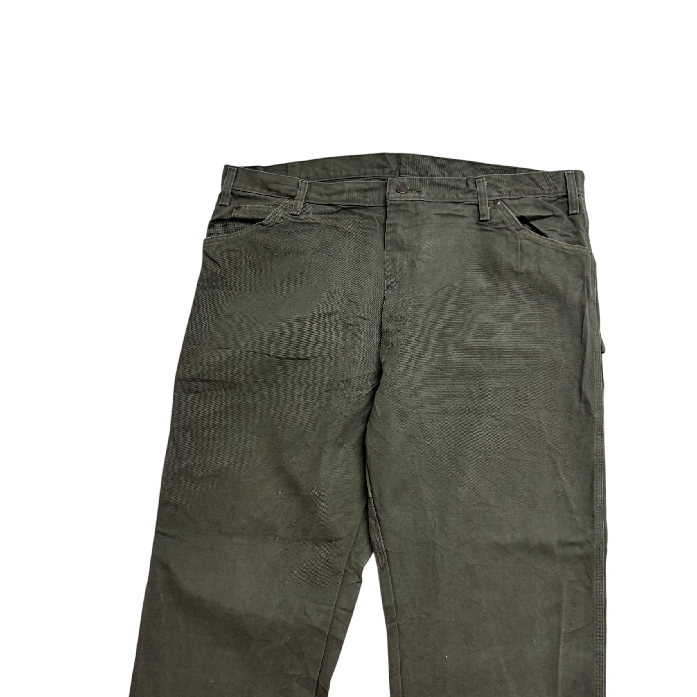 Dickies Carpenter Pants W42 L32 Mens Green Relaxed Straight Trousers Jeans (E)